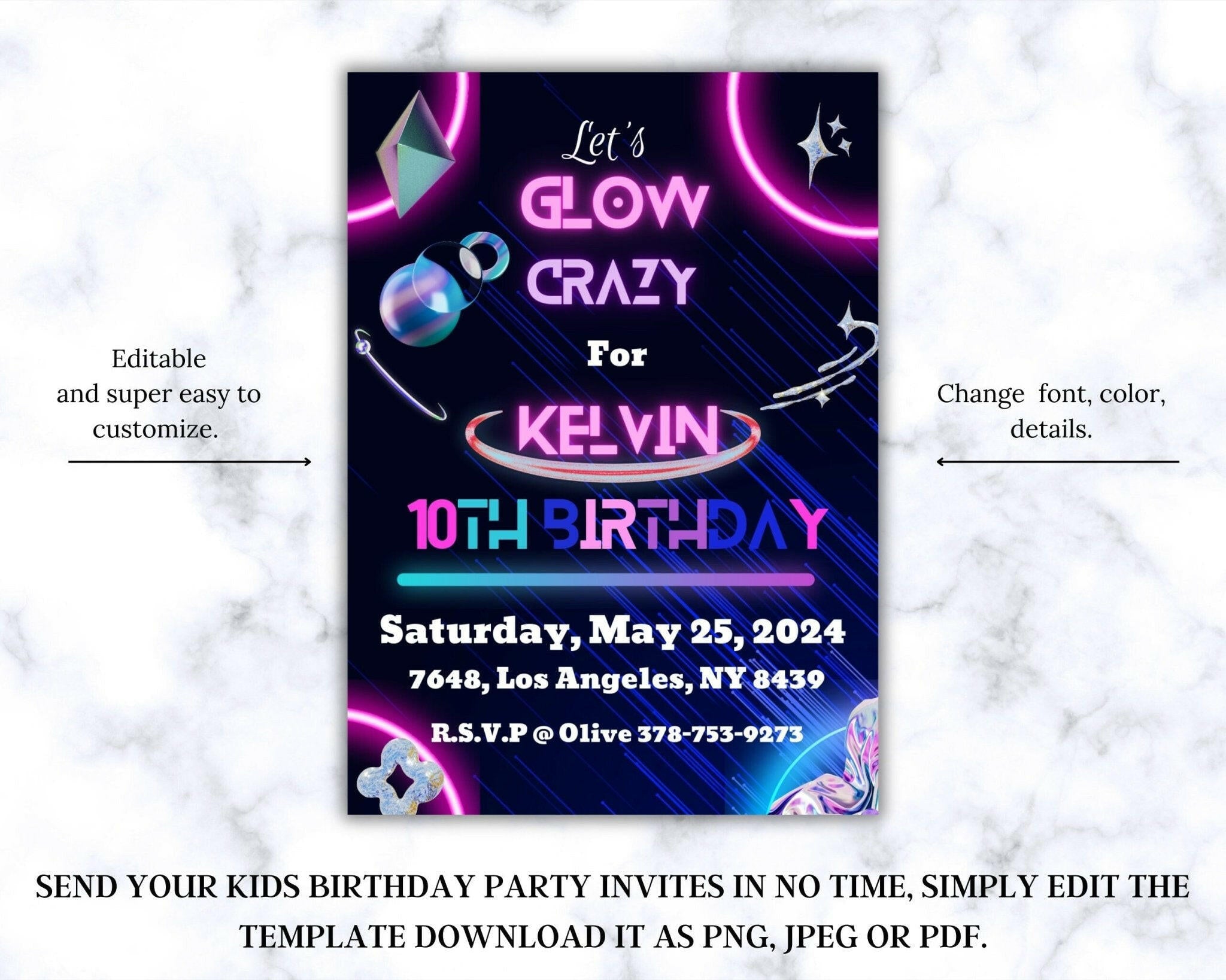 Canva template for cosmic space birthday invite