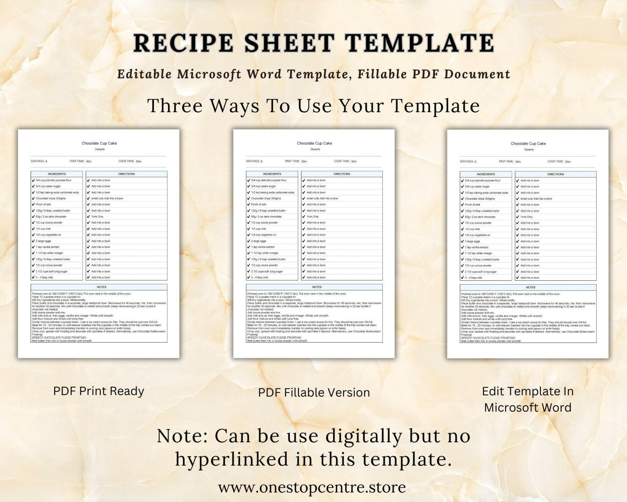 Recipe Organizer Sheet for Food Journals & Planners
