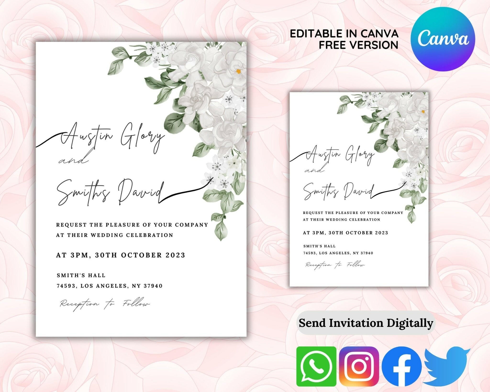 5x7 greenery-themed wedding invite design