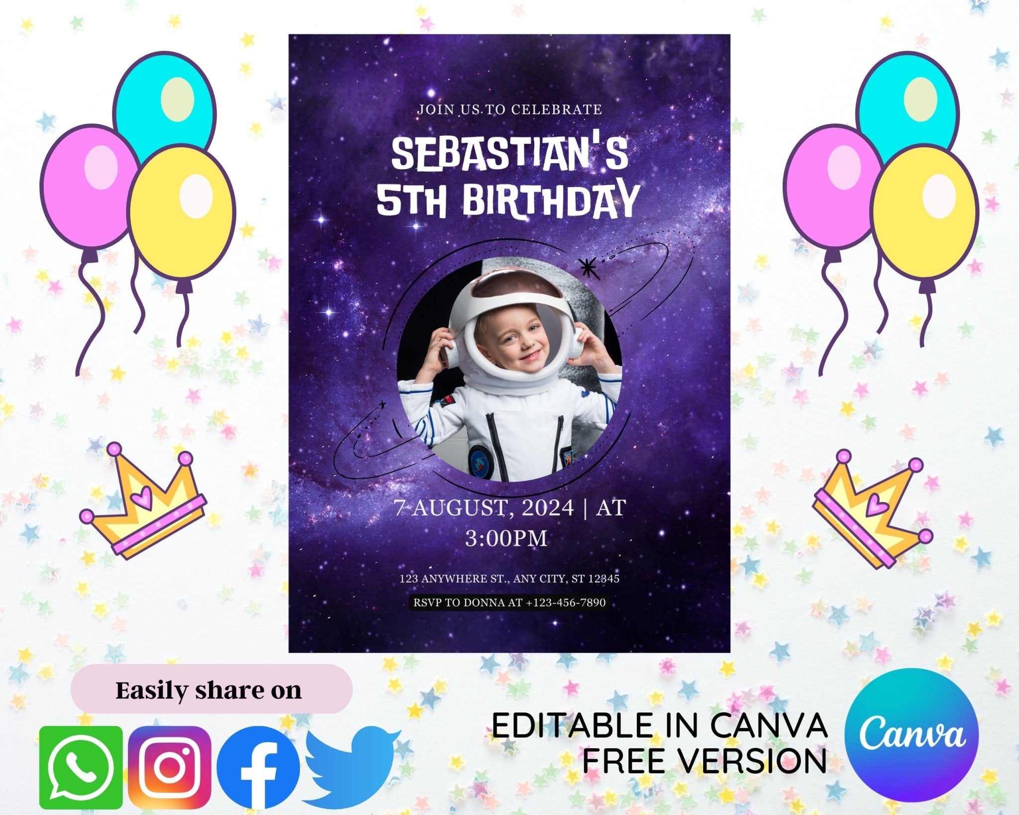 Canva printable birthday invitation for kids