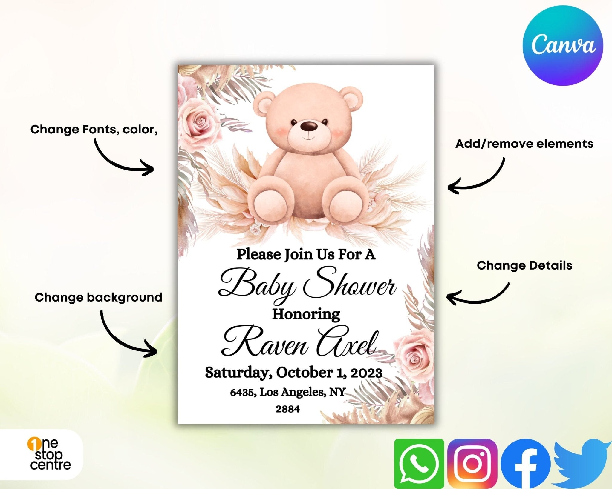 Mobile and desktop preview of editable template