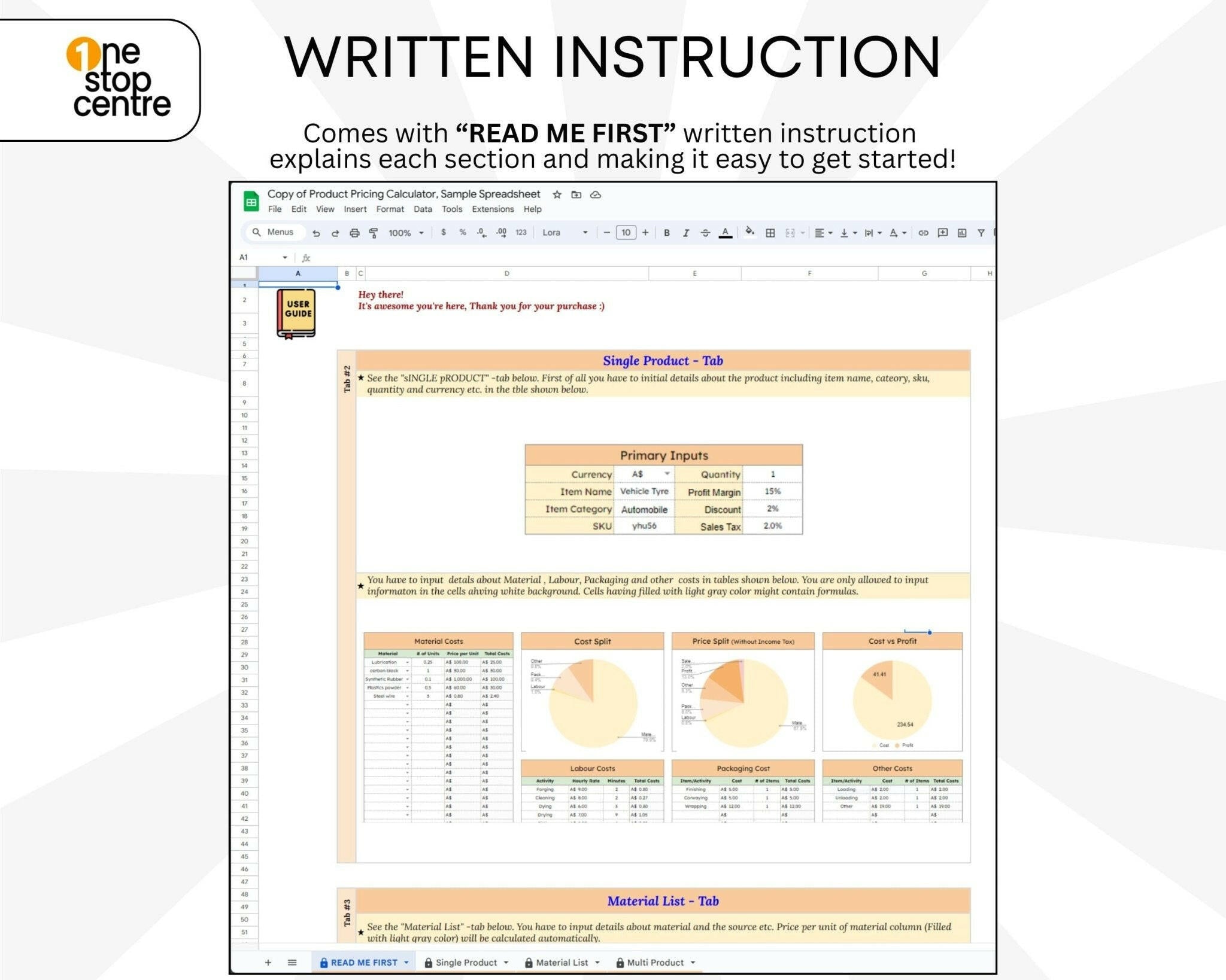Small Business Profit Margin Calculator Sheet