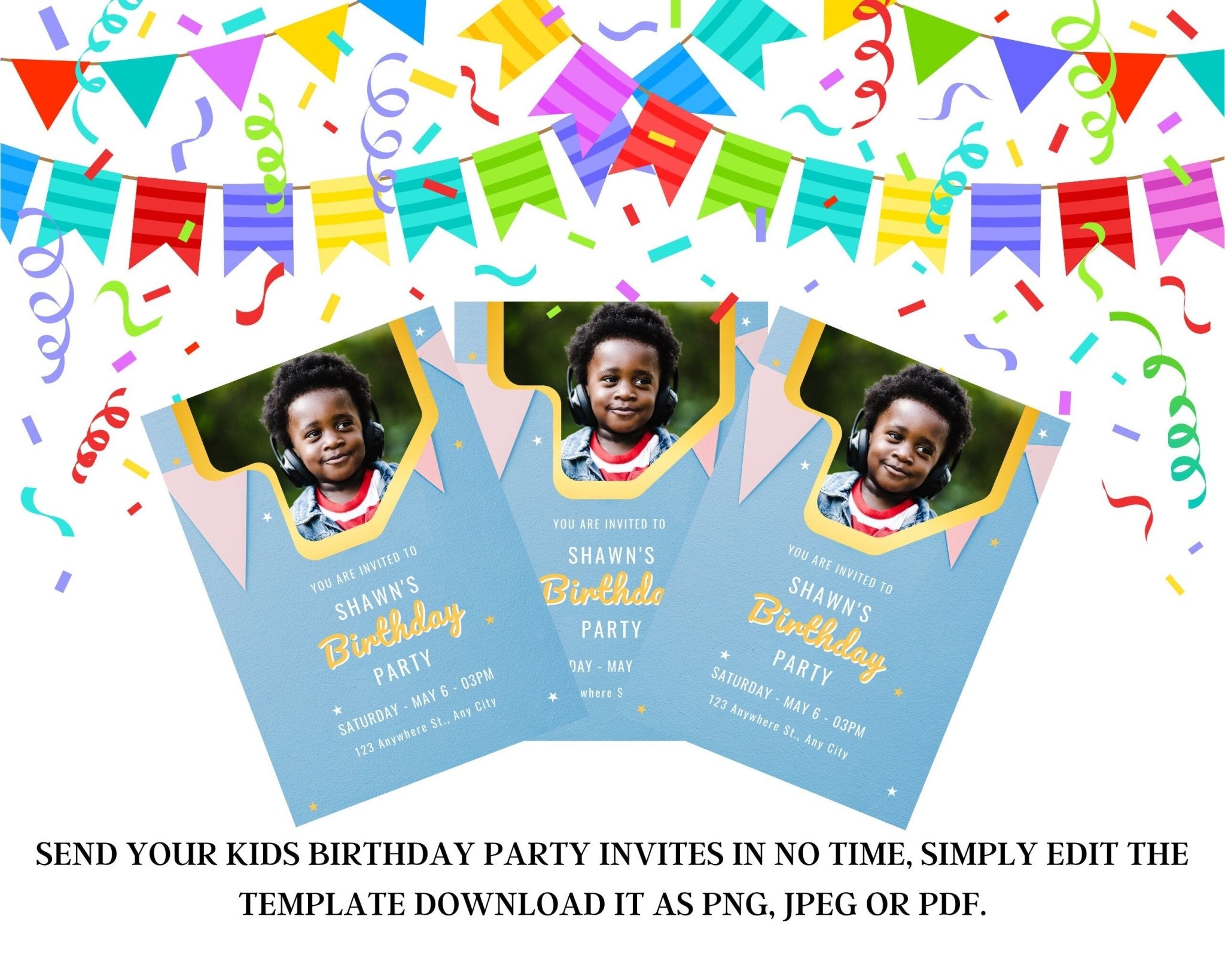 Canva birthday invitation template with personalized photo