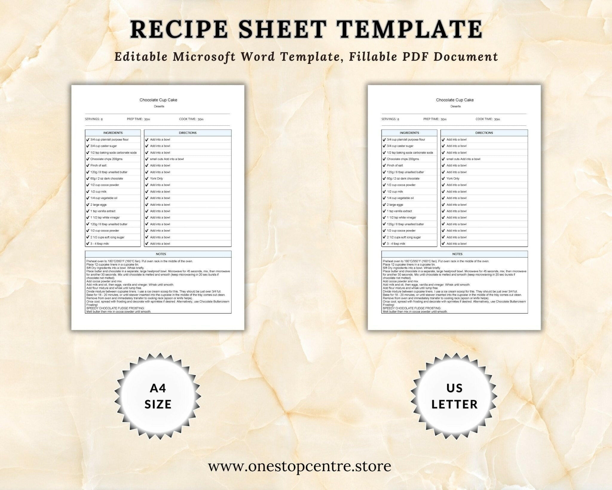 Fillable PDF Recipe Planner – Easy Type-In Format