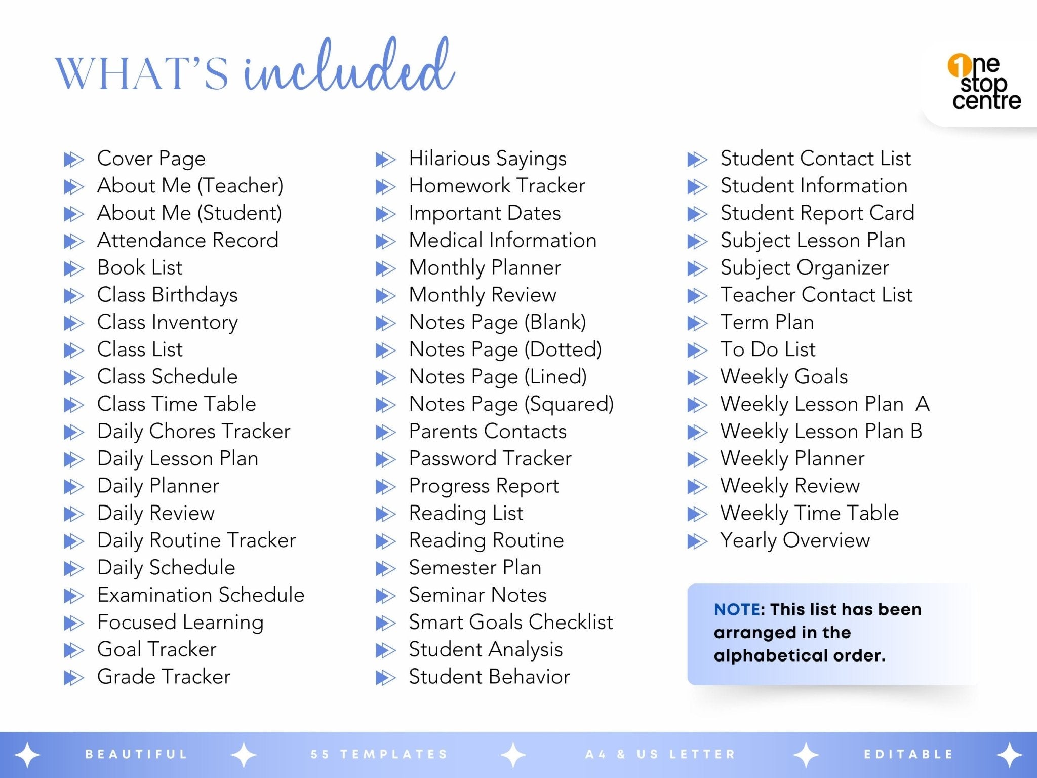 55 template pages for Editable Canva teacher planner bundle