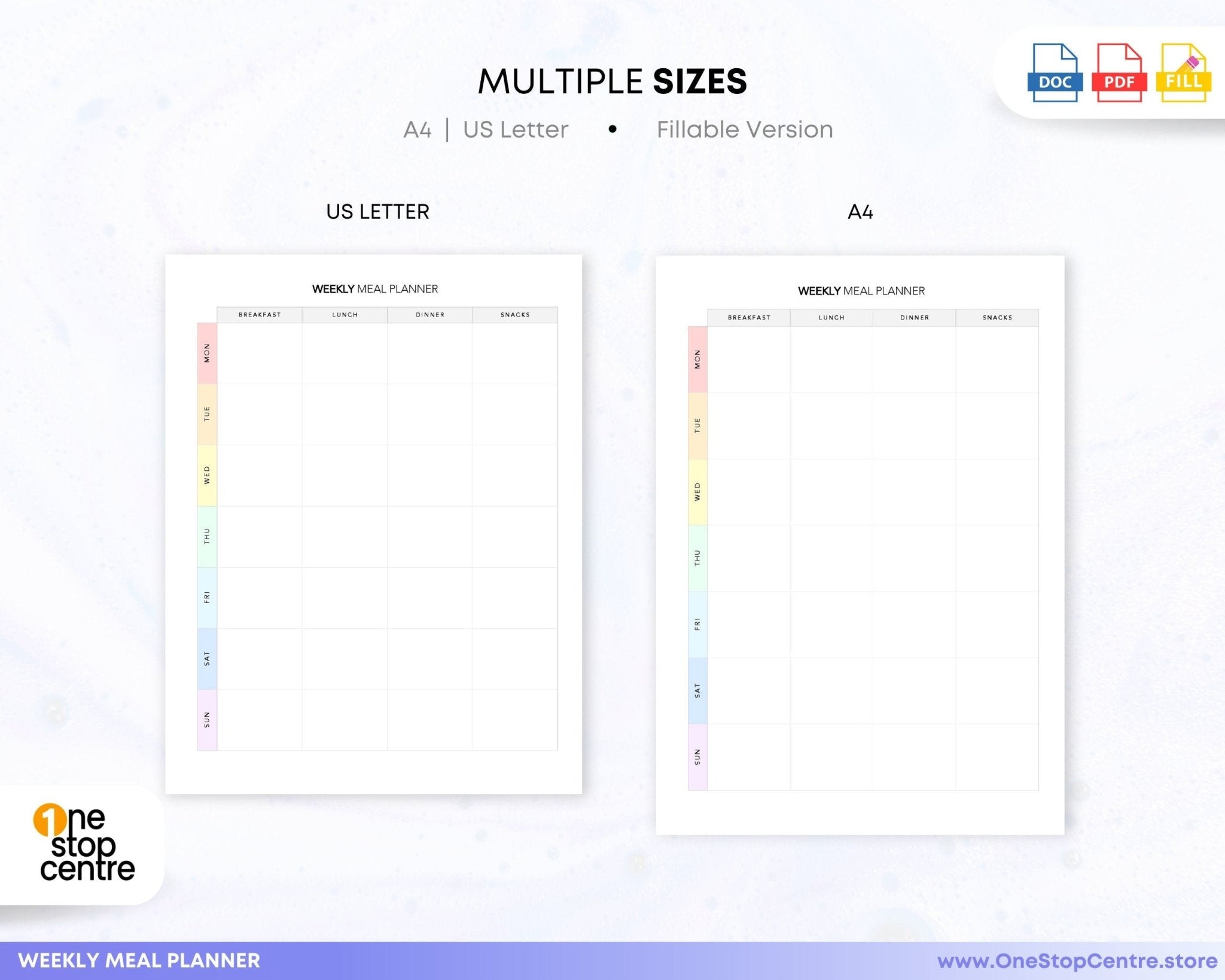 Printable weekly meal planner with grocery list