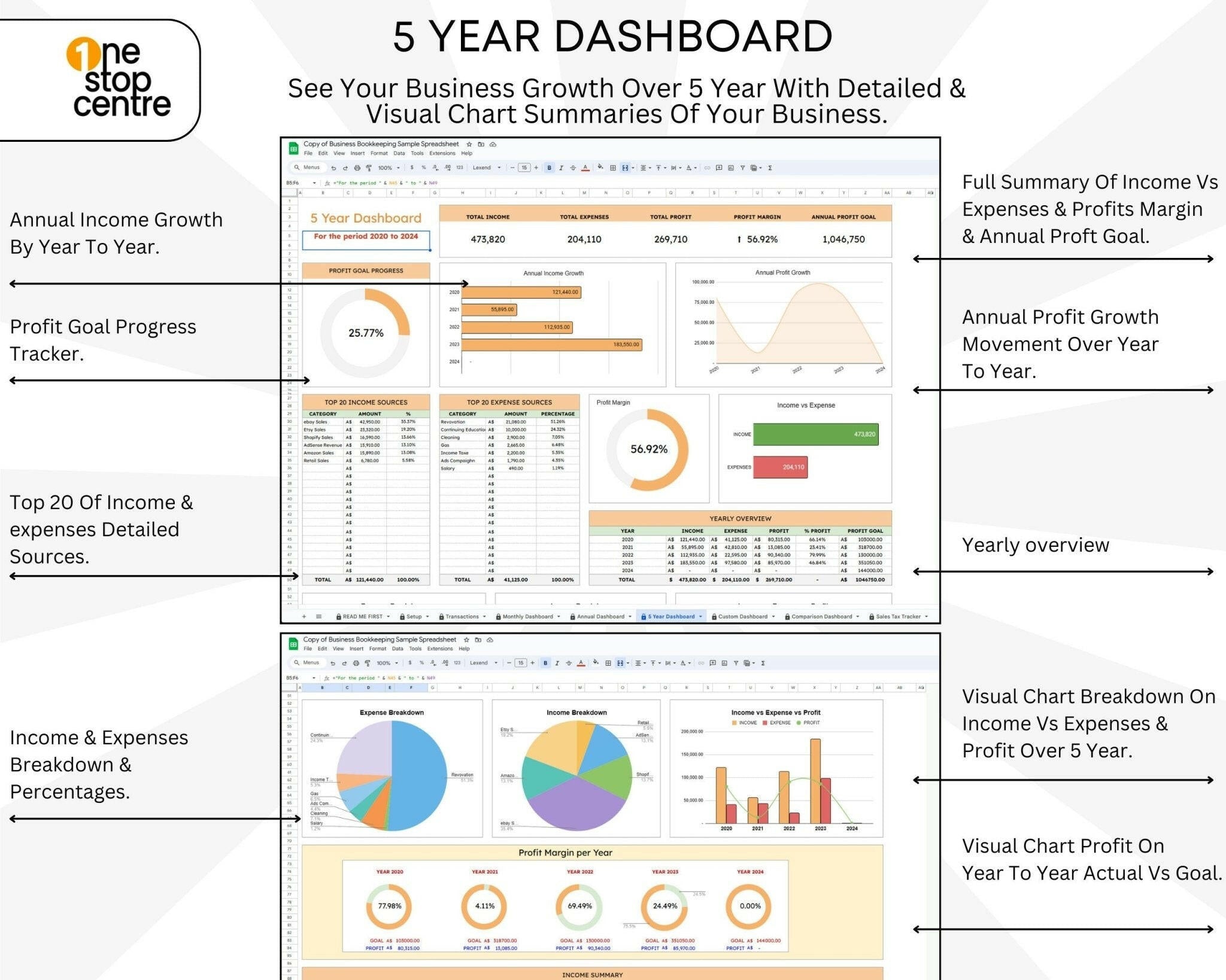 Printable and digital bookkeeping spreadsheet for small business