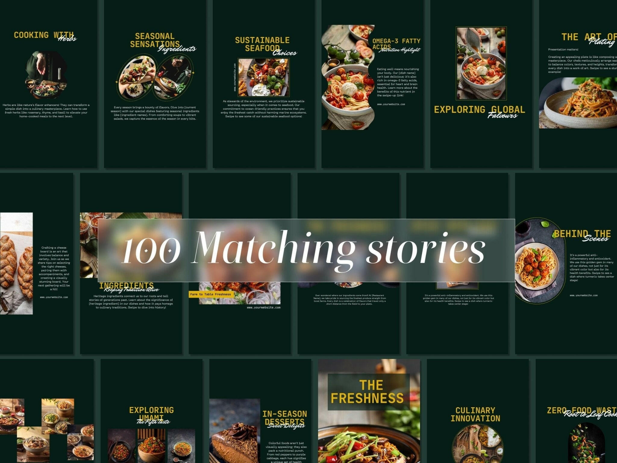 200 Editable Canva restaurant Instagram templates