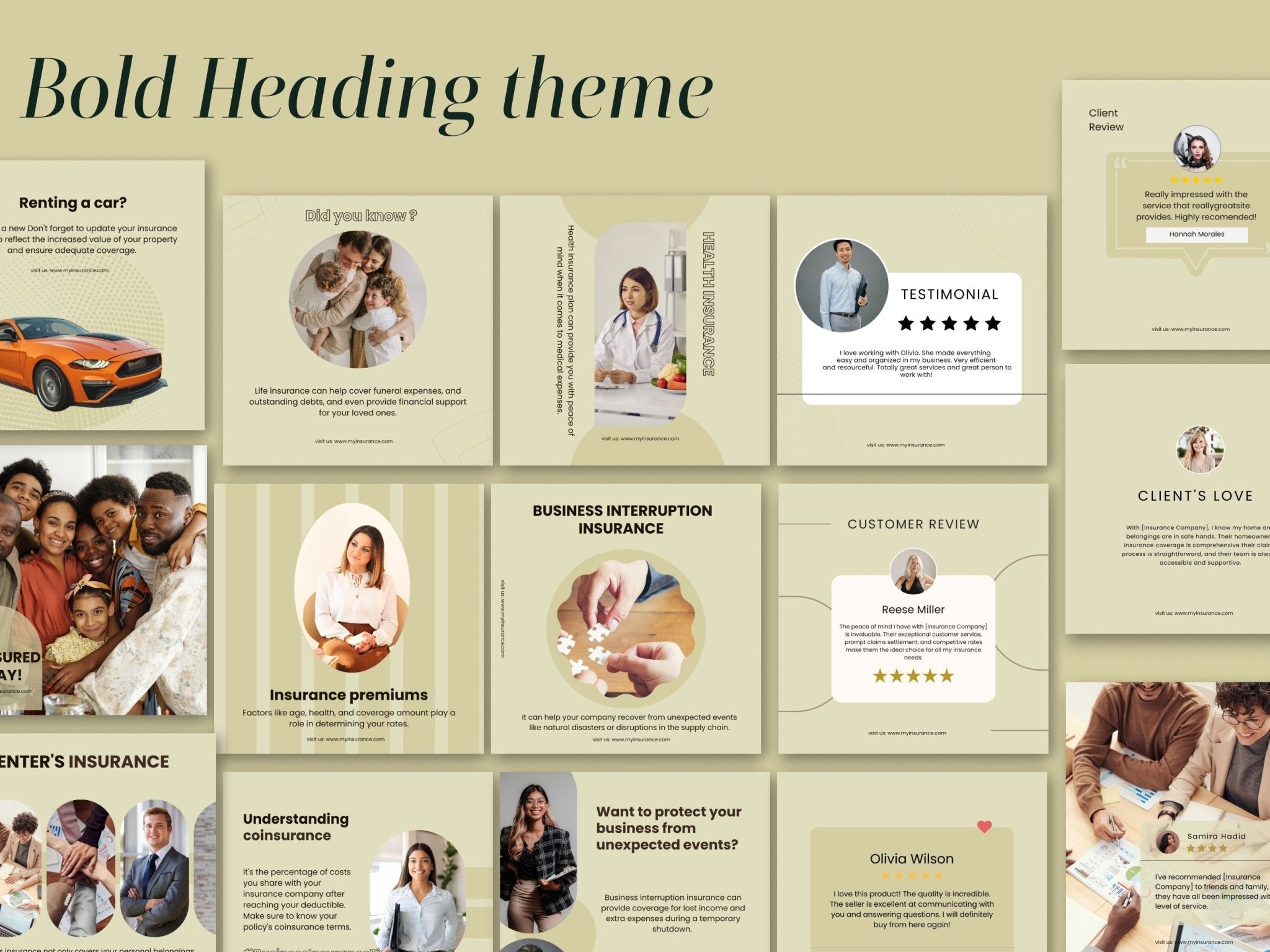 Bold heading theme for Insurance agent Instagram post and story templates