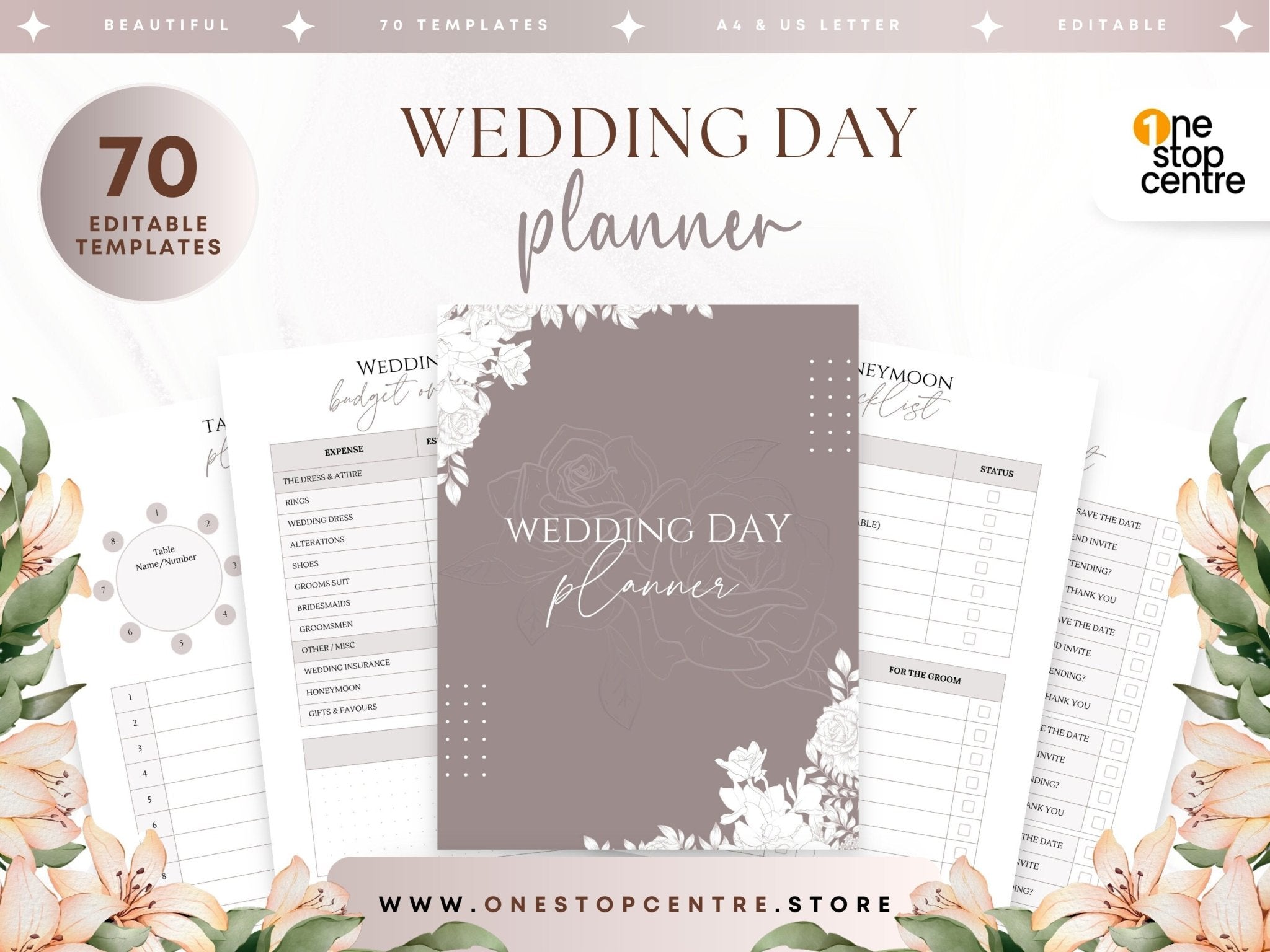 "Editable wedding planner bundle in Canva"