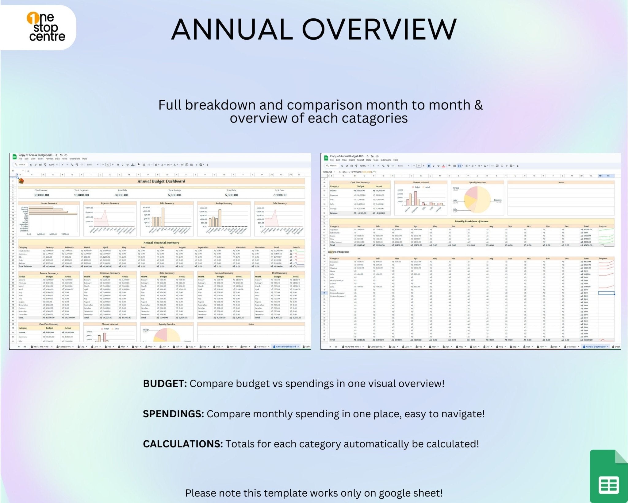 Debt tracking layout in spreadsheet