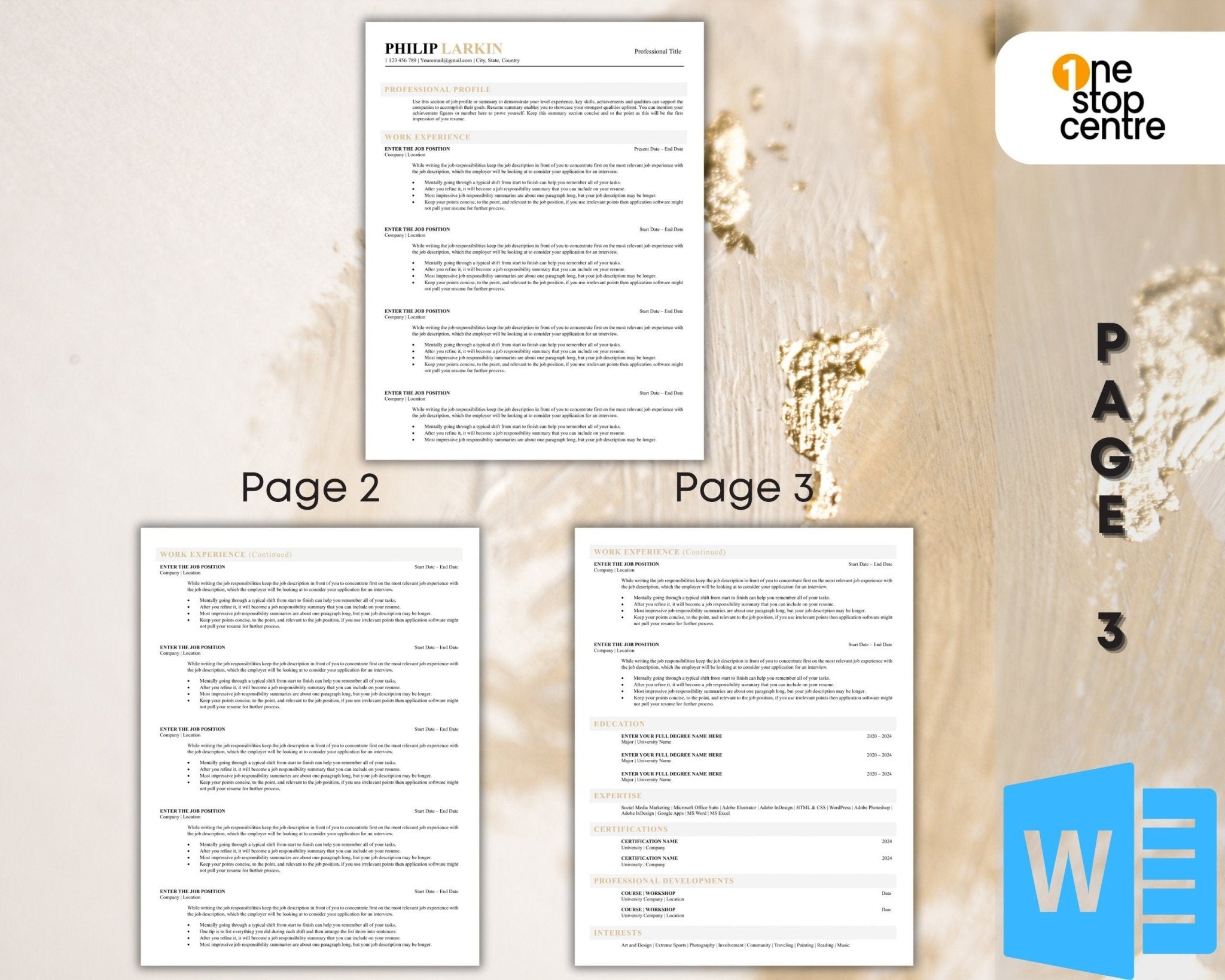 Professional resume and reference templates in Word format