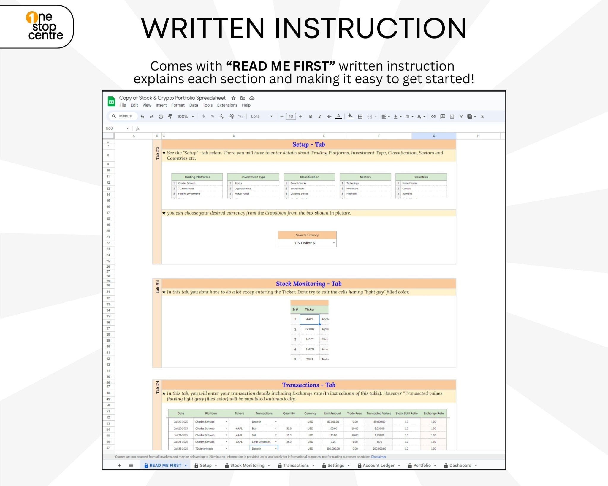 Account ledger tab with auto-calculated profits