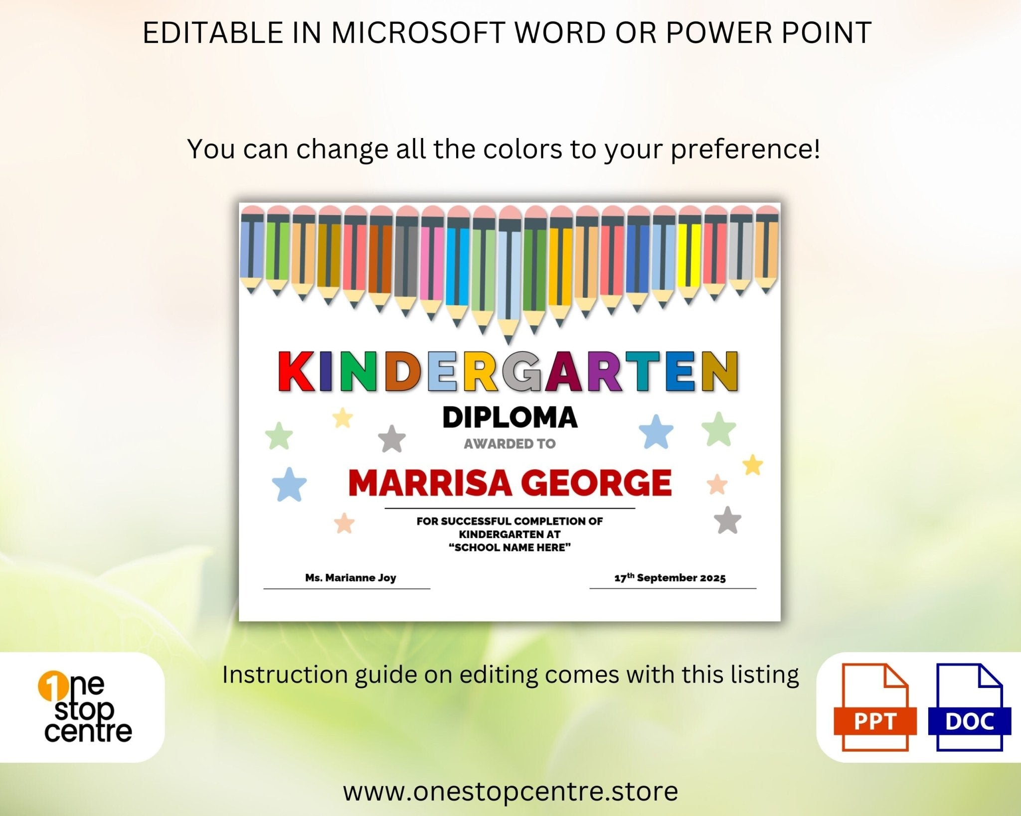 Fun certificate template for teachers and daycare providers