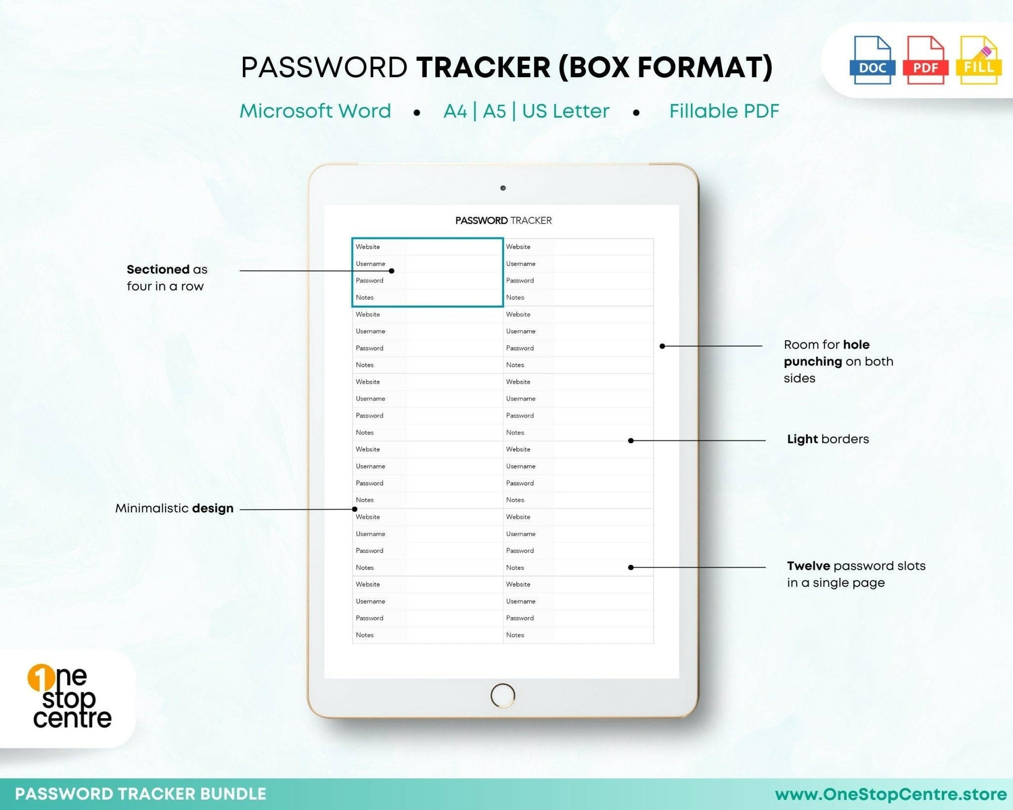 Fillable Password Keeper – US Letter Size