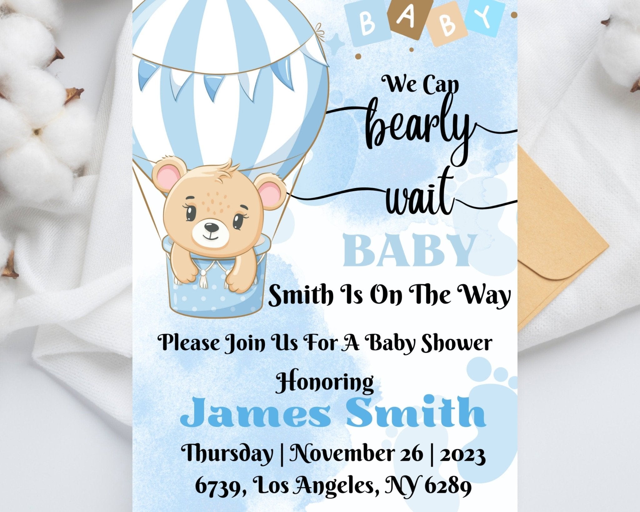 Gender-neutral baby invite for boy or girl