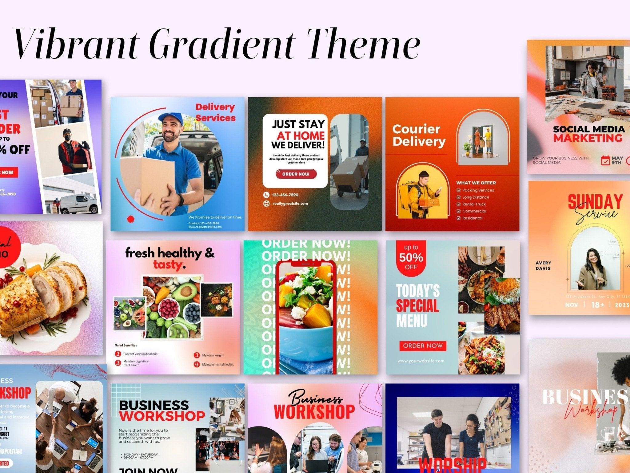 Customizable social media templates for business marketing