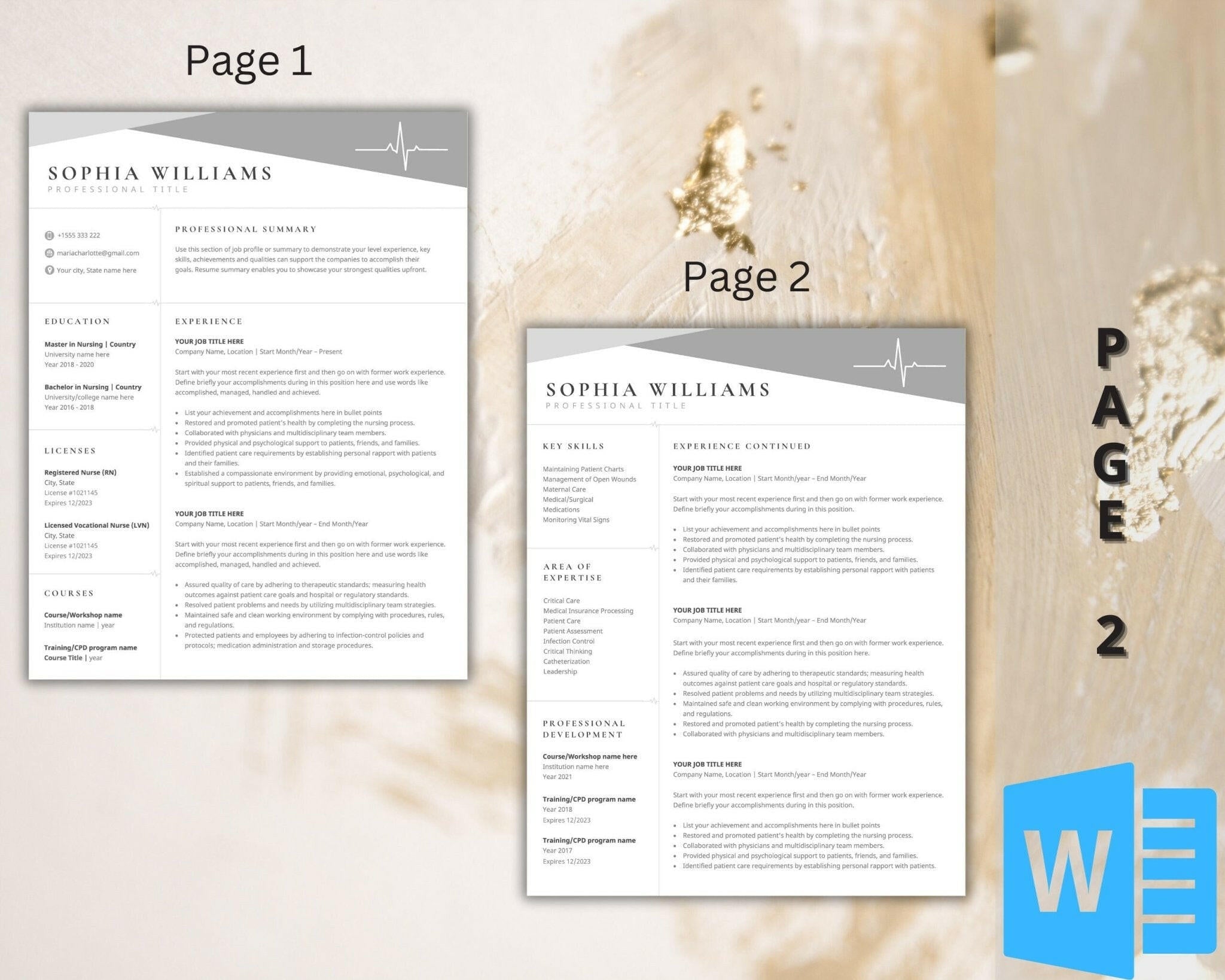 1–3 page resume template with cover letter