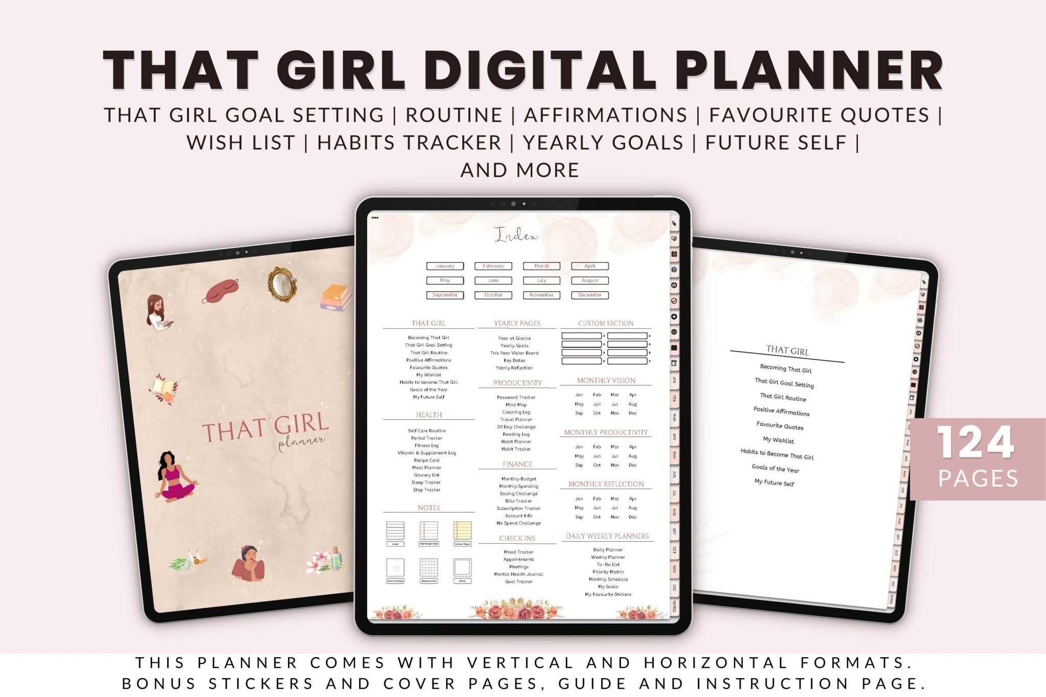 image display that girl planner comes with vertical and horizontal versions