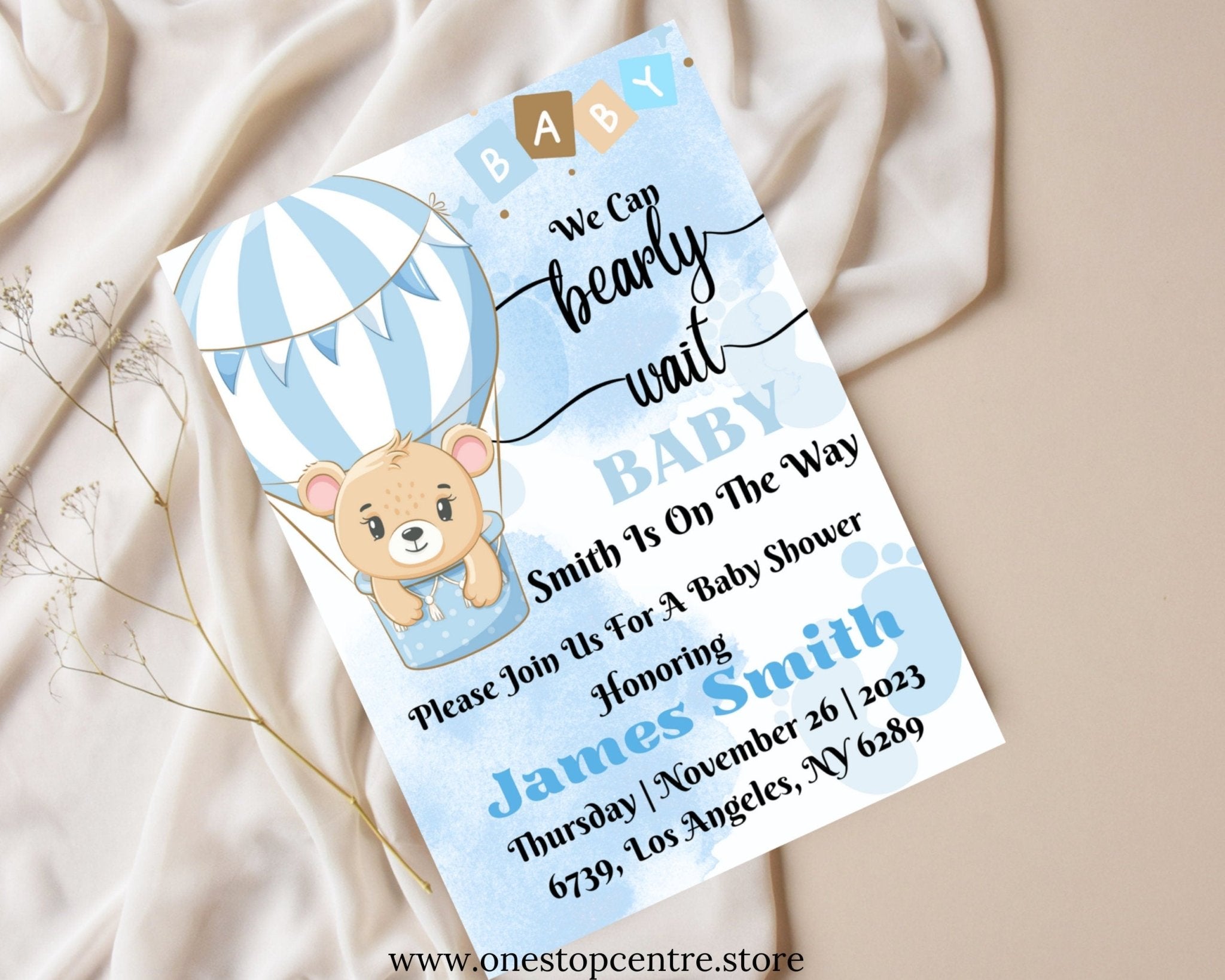 5x7 Canva baby shower template preview