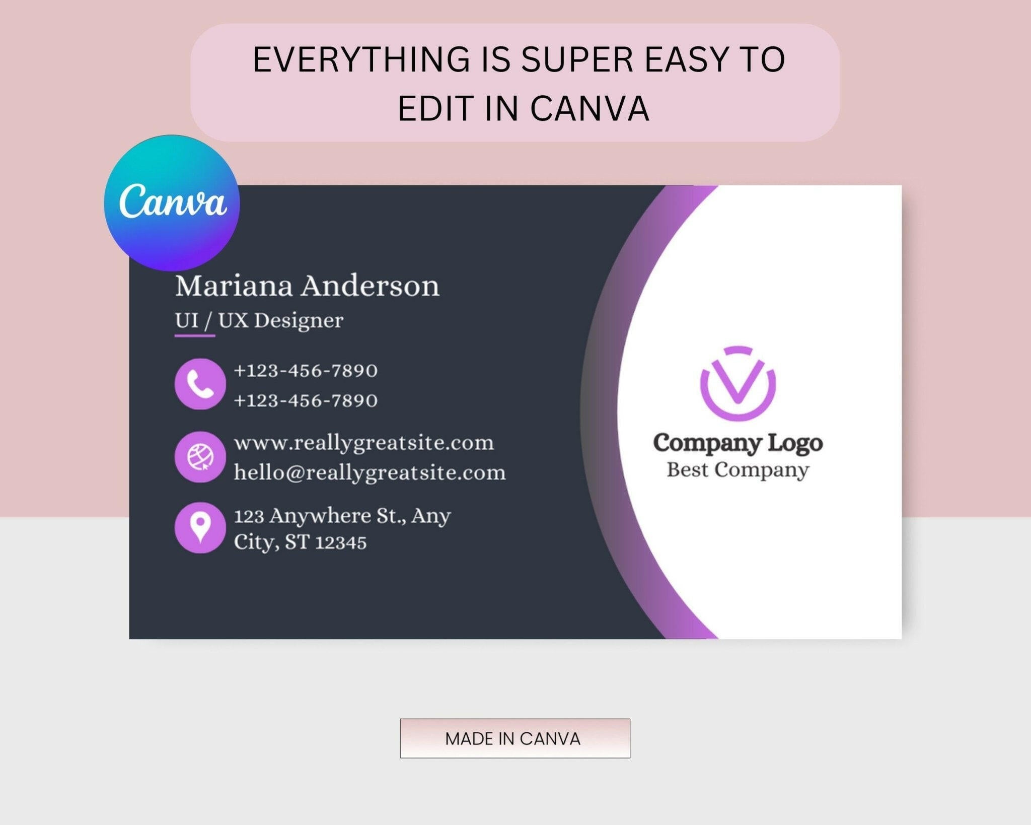 Customizable business card template with clean layout