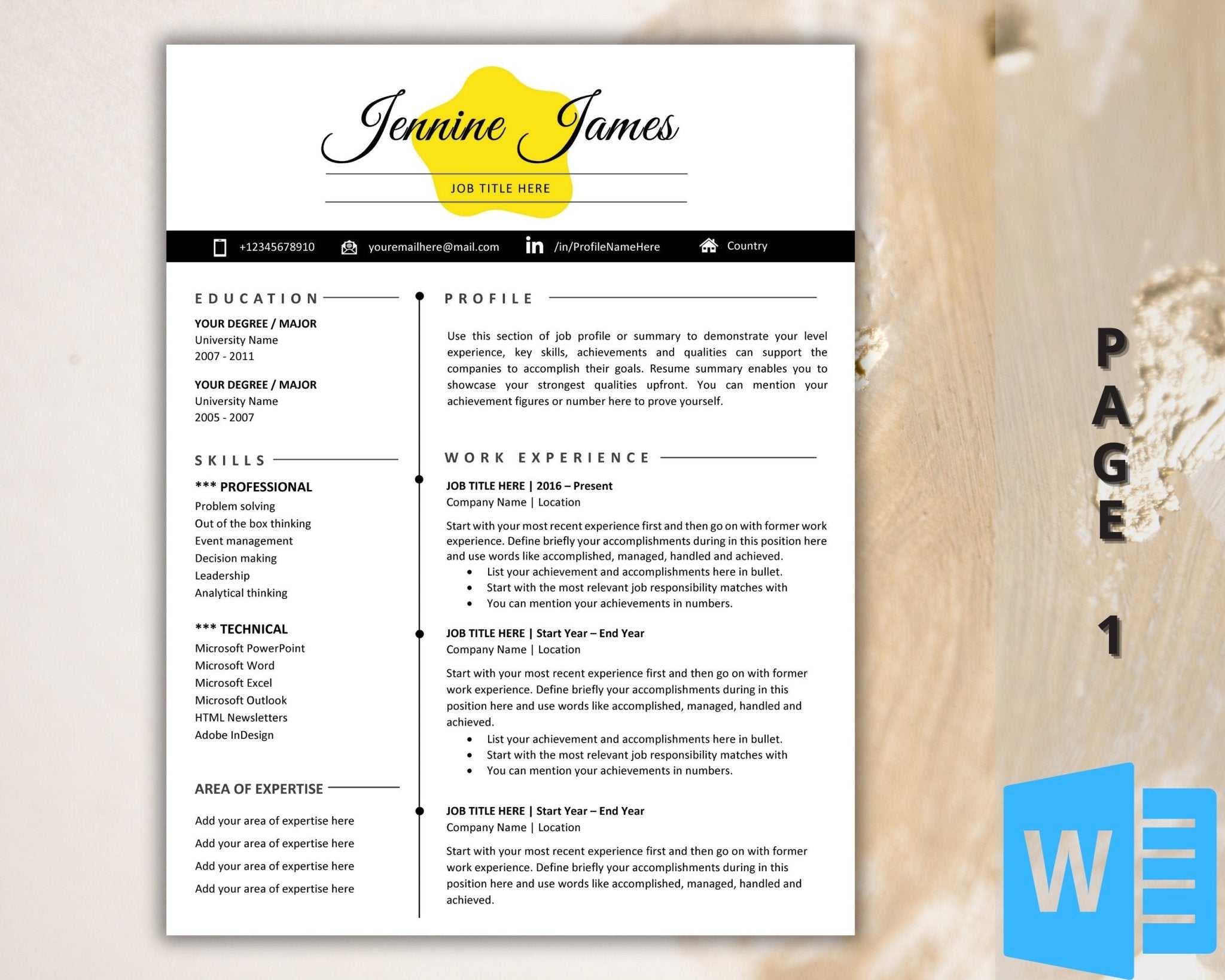 Clean CV Resume Template – 1-Page Layout