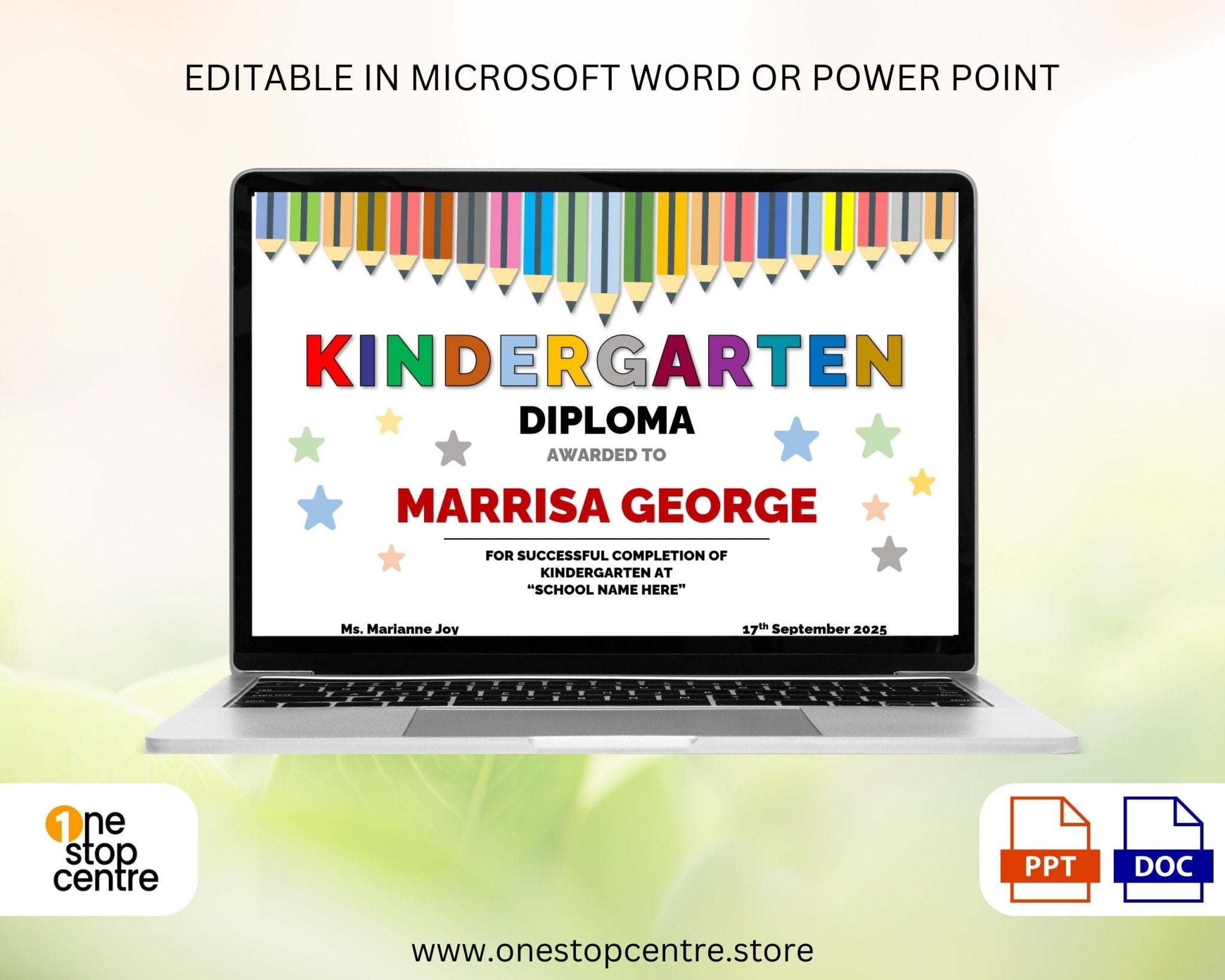 Preschool diploma template in colorful design