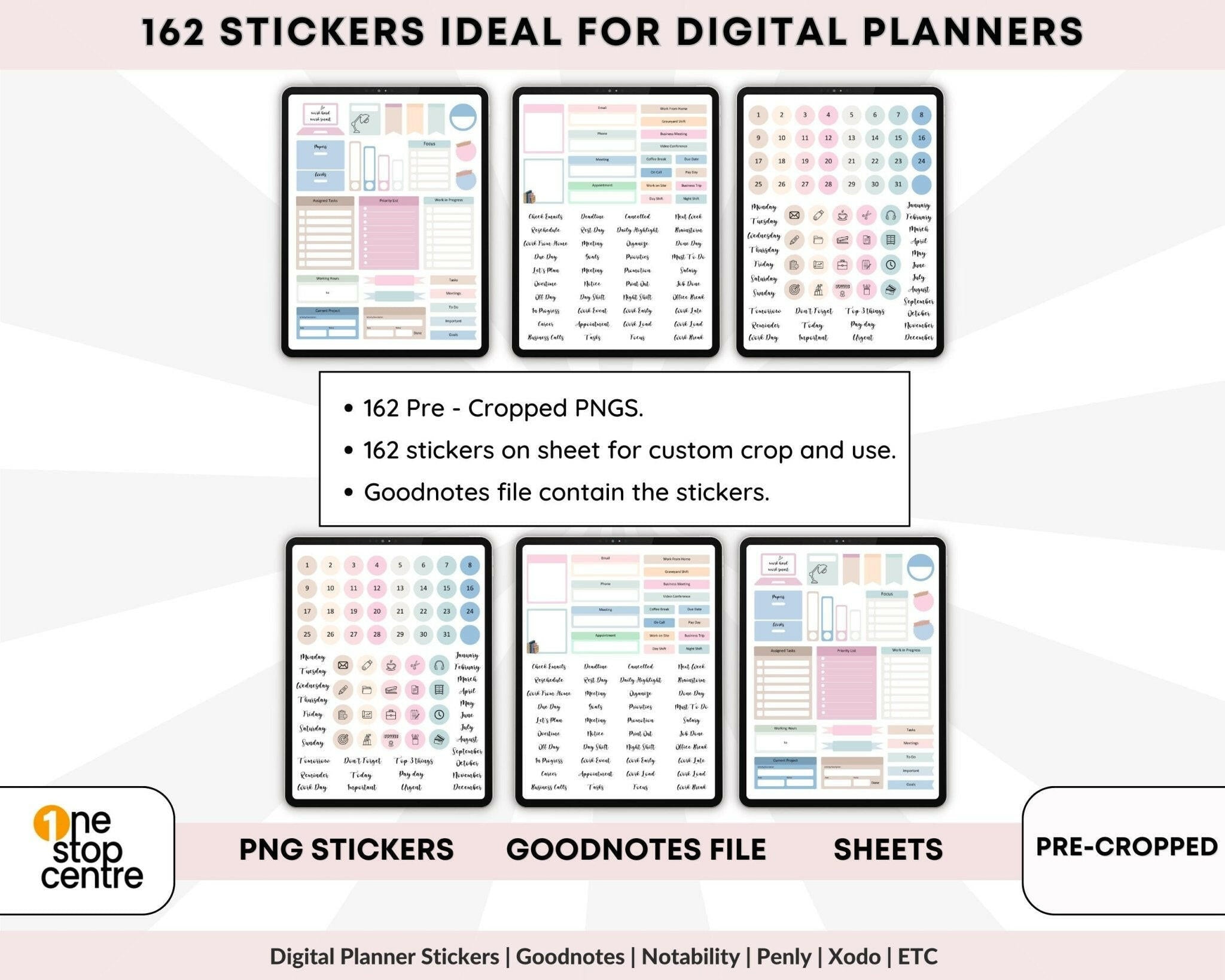 Digital Planner Work and job planning digital stickers