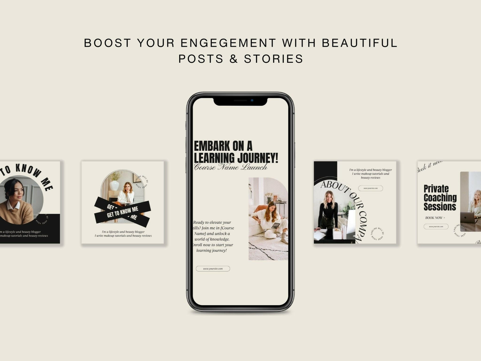 Phone screen displaying a social media post with text and images, surrounded by other similar posts