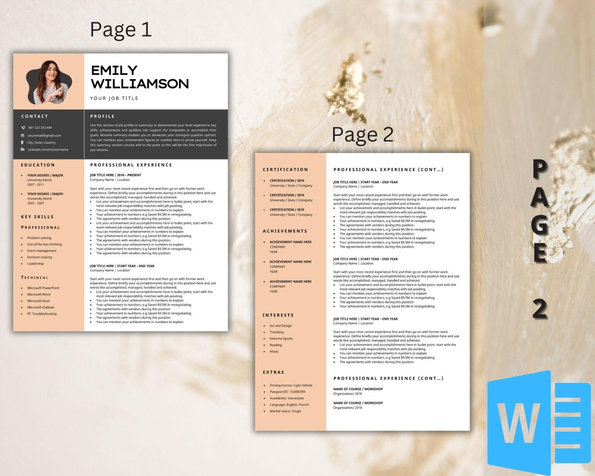 Resume bundle with cover letter and reference page