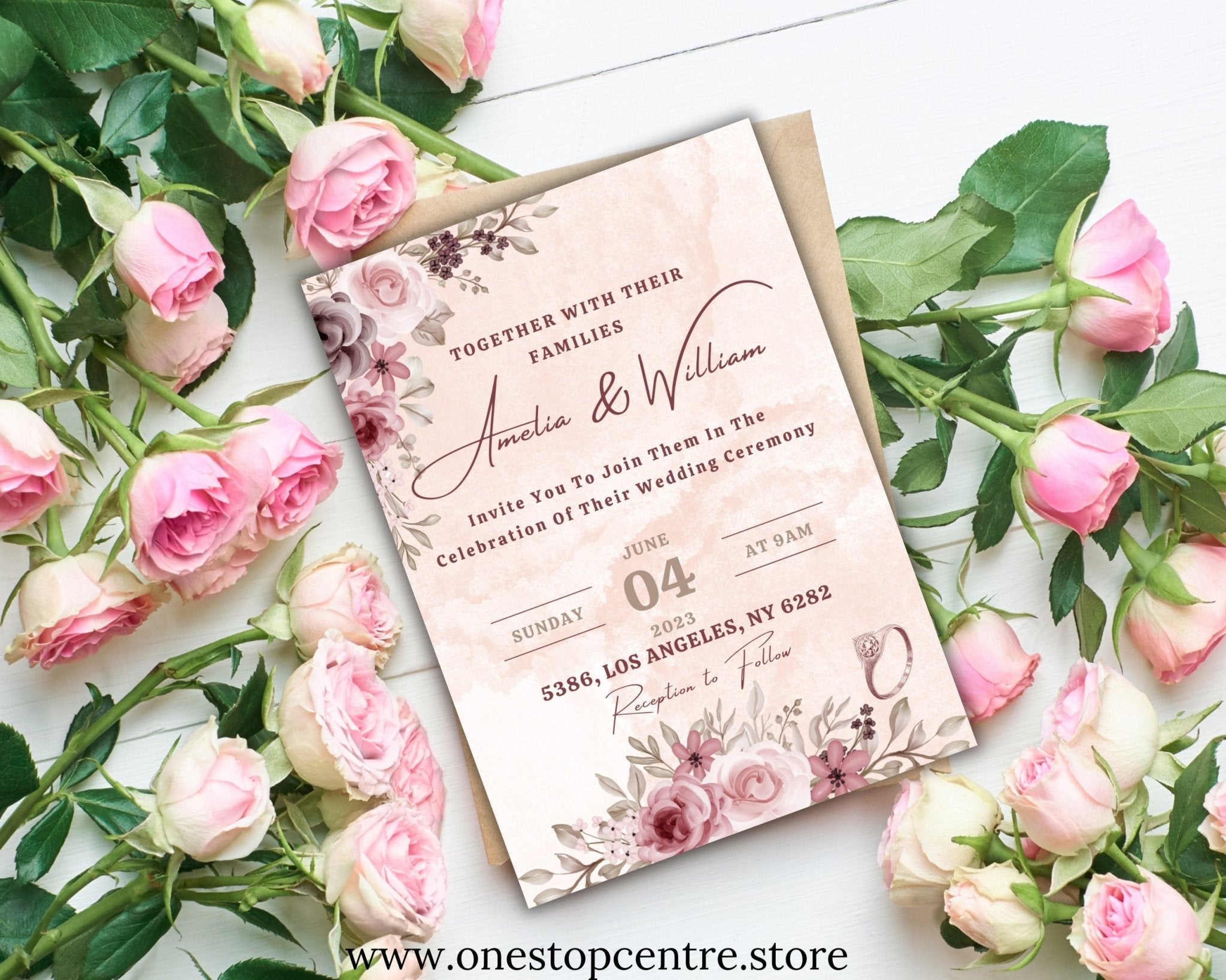 Canva wedding invitation card template for printing