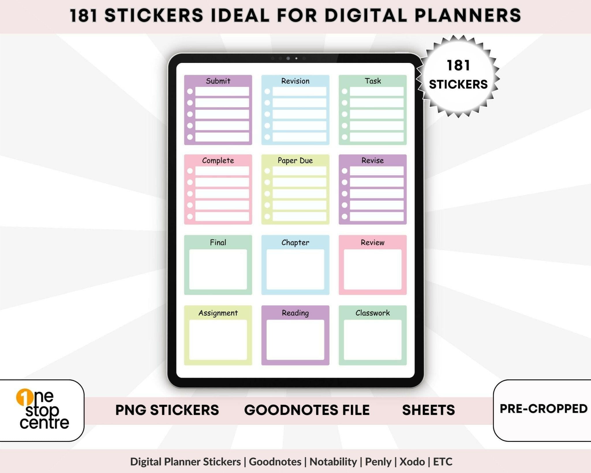 Pre-cropped PNG student icons for homework, exams, classes, and reminders