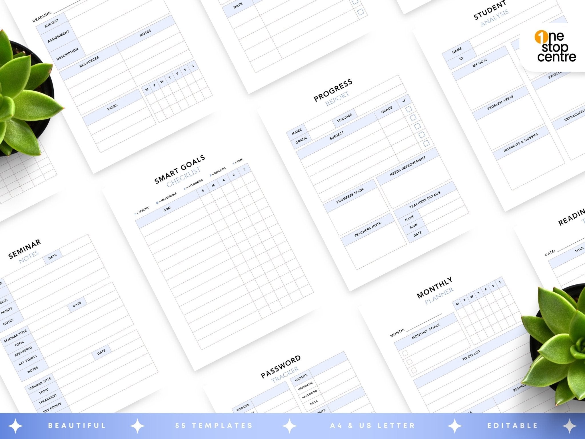 55-page digital teacher planning templates
