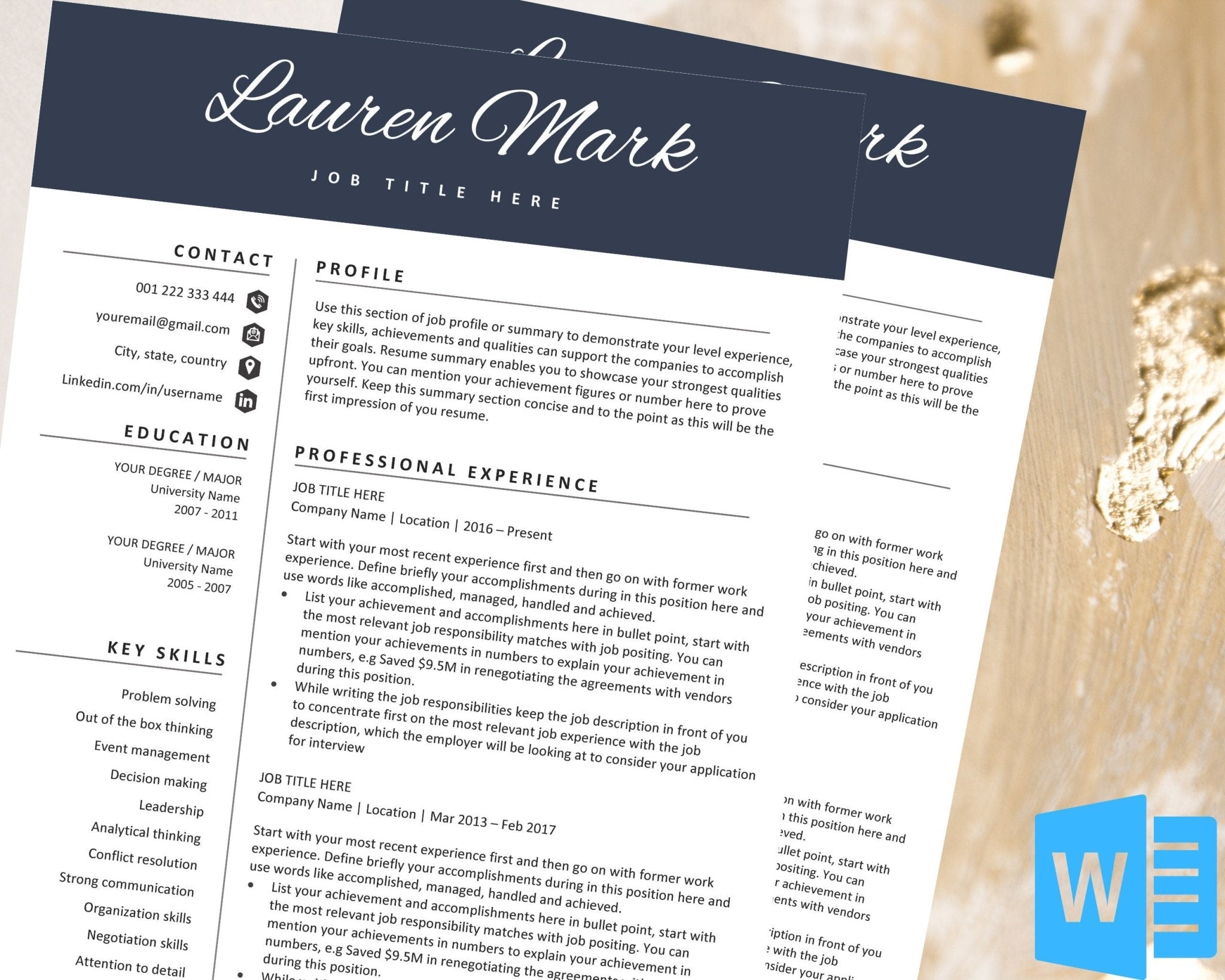 Editable resume and cover letter in modern design