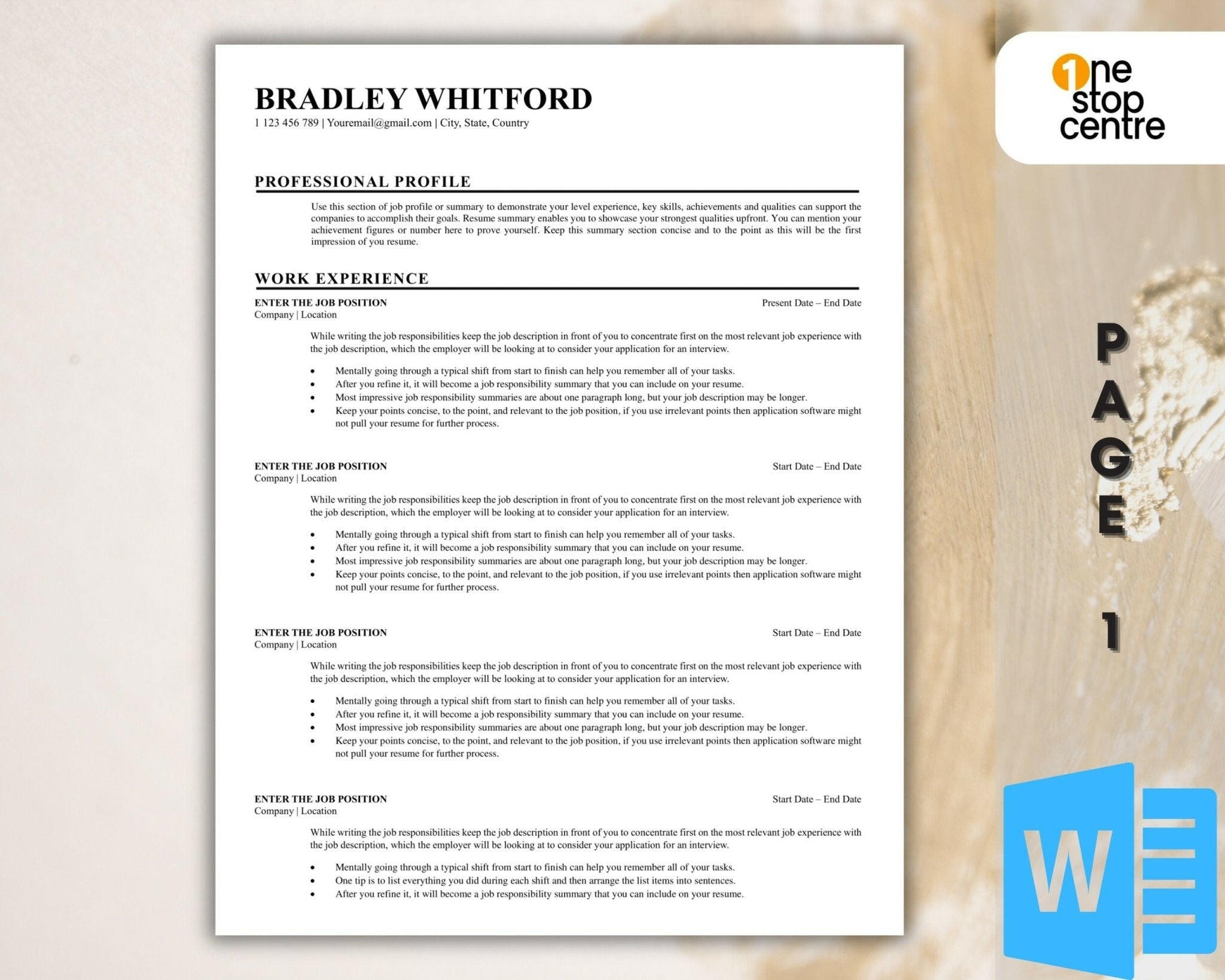Microsoft Word editable resume template with cover letter and references