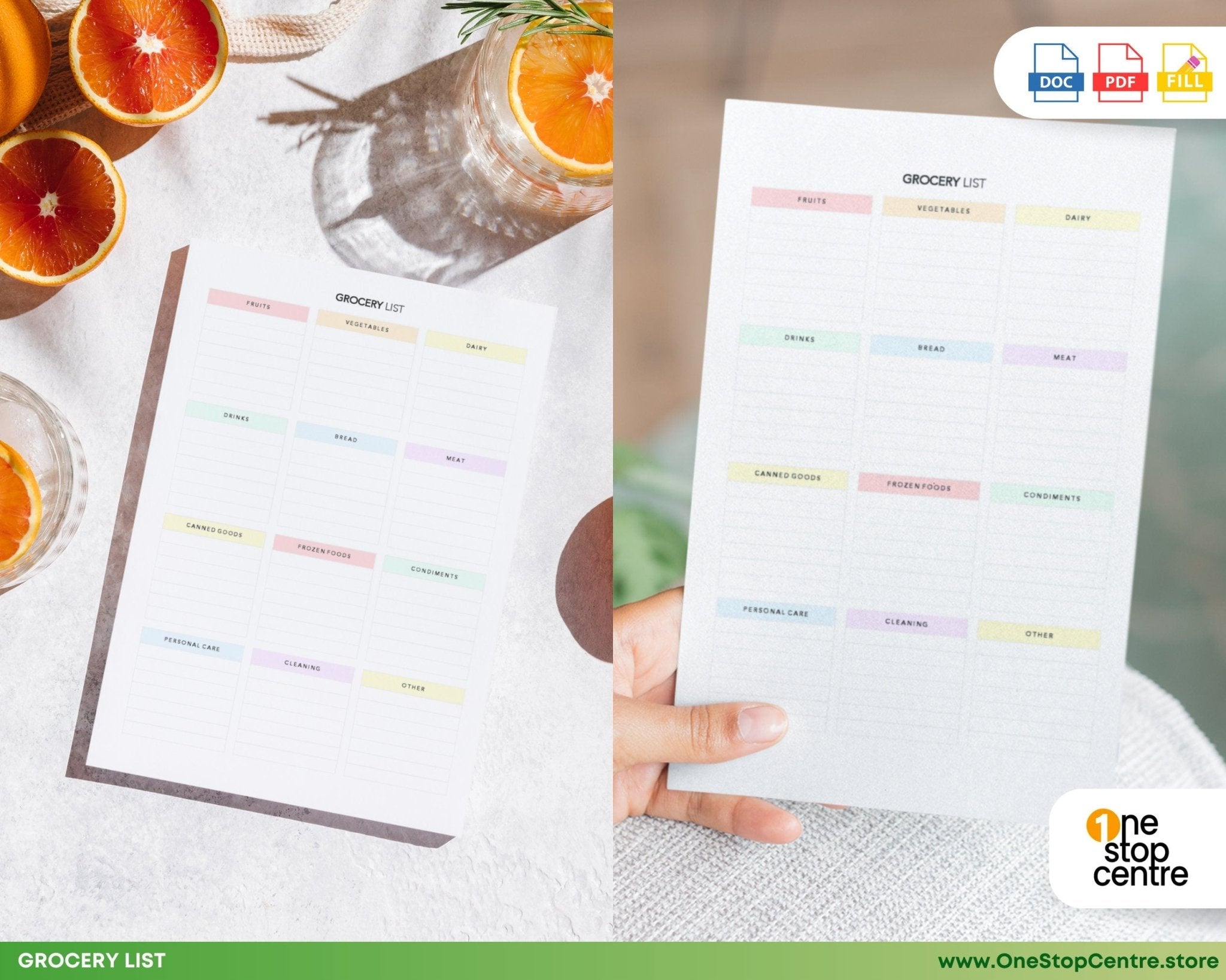 Weekly grocery planning sheet for print or digital use