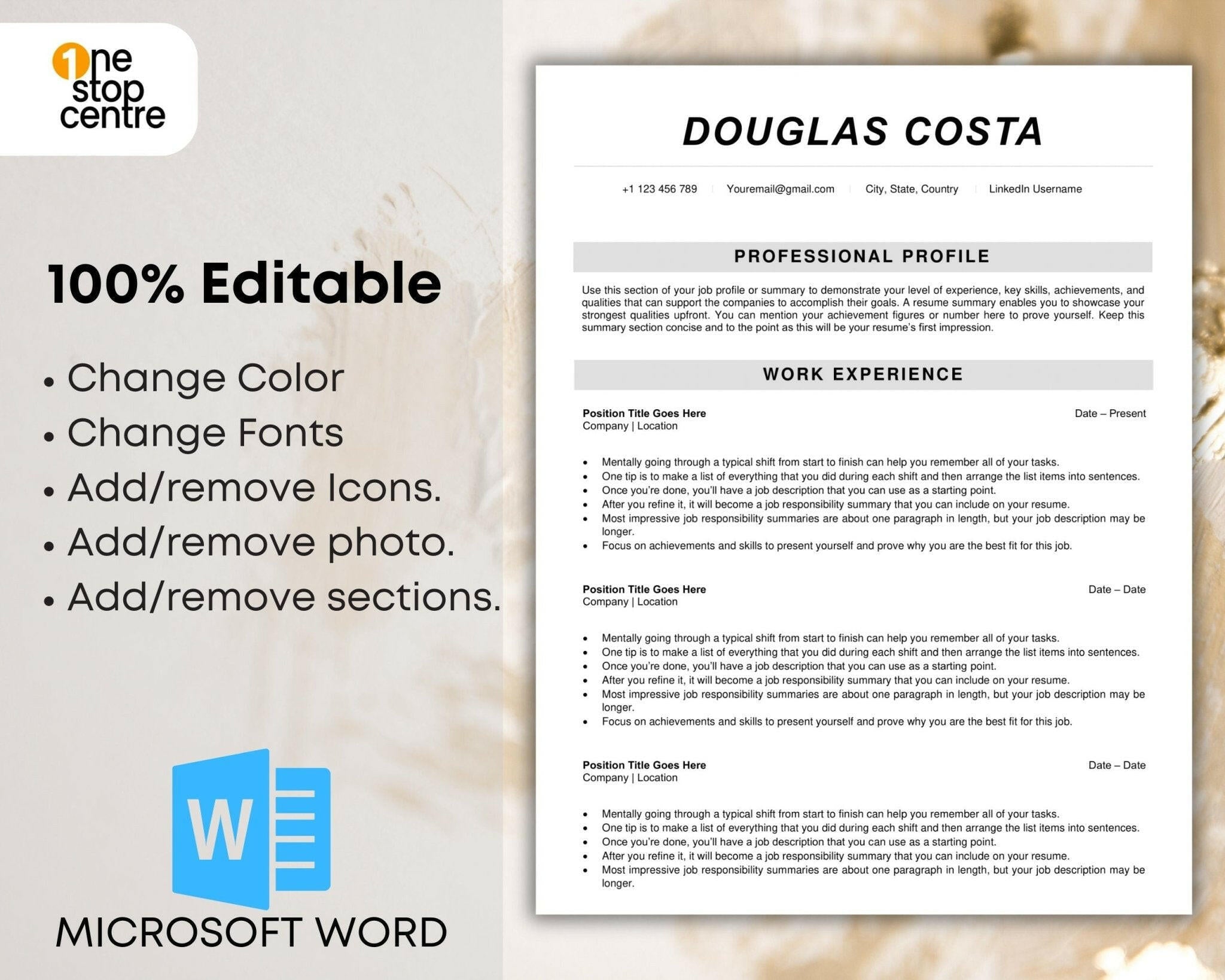 Microsoft Word CV template 1-3 pages