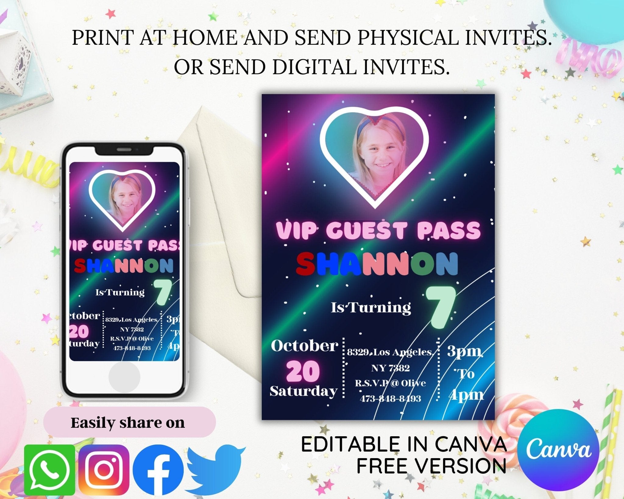 Customizable kids birthday party template with photo