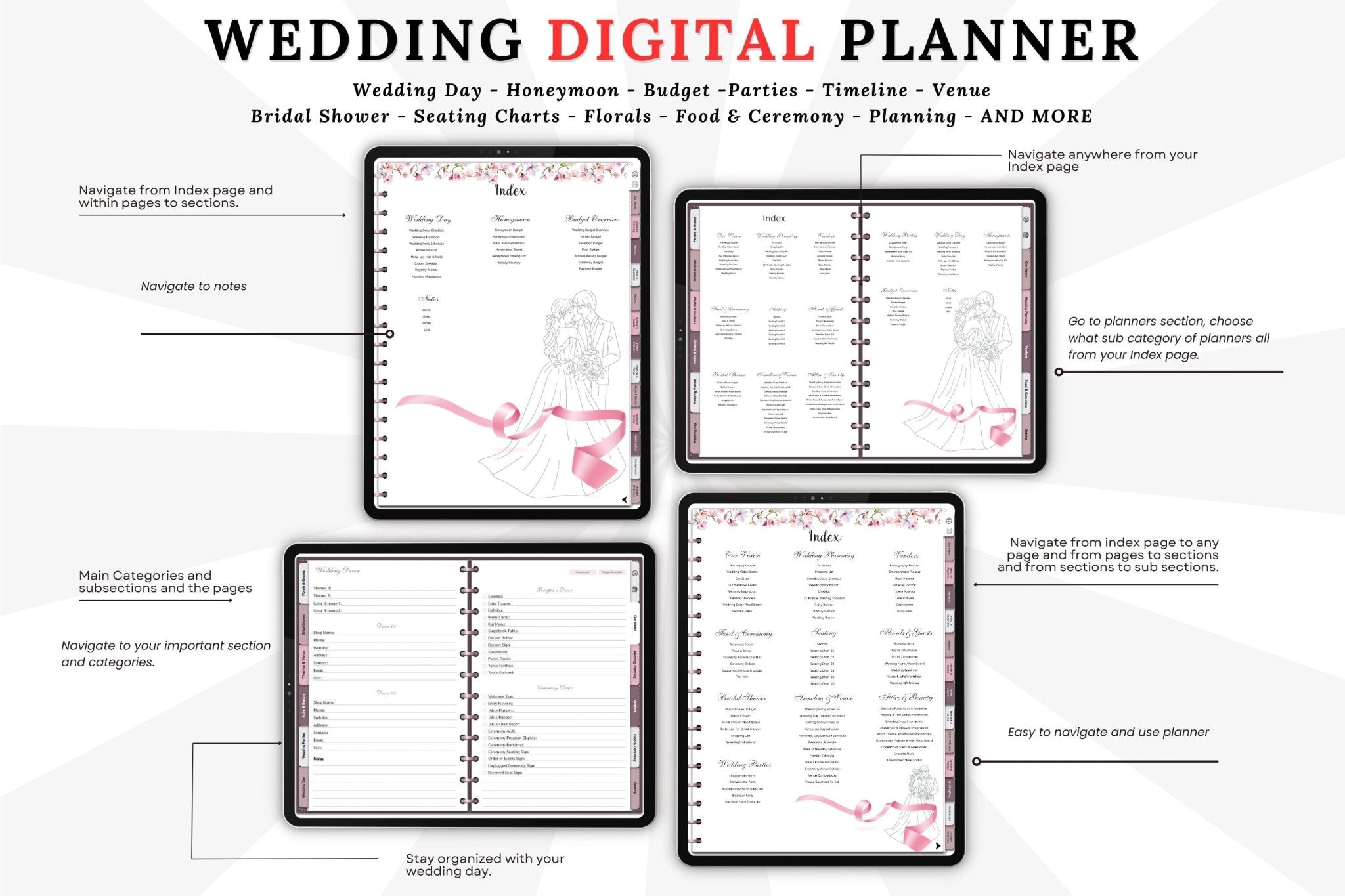 Instant download wedding planning digital bundle