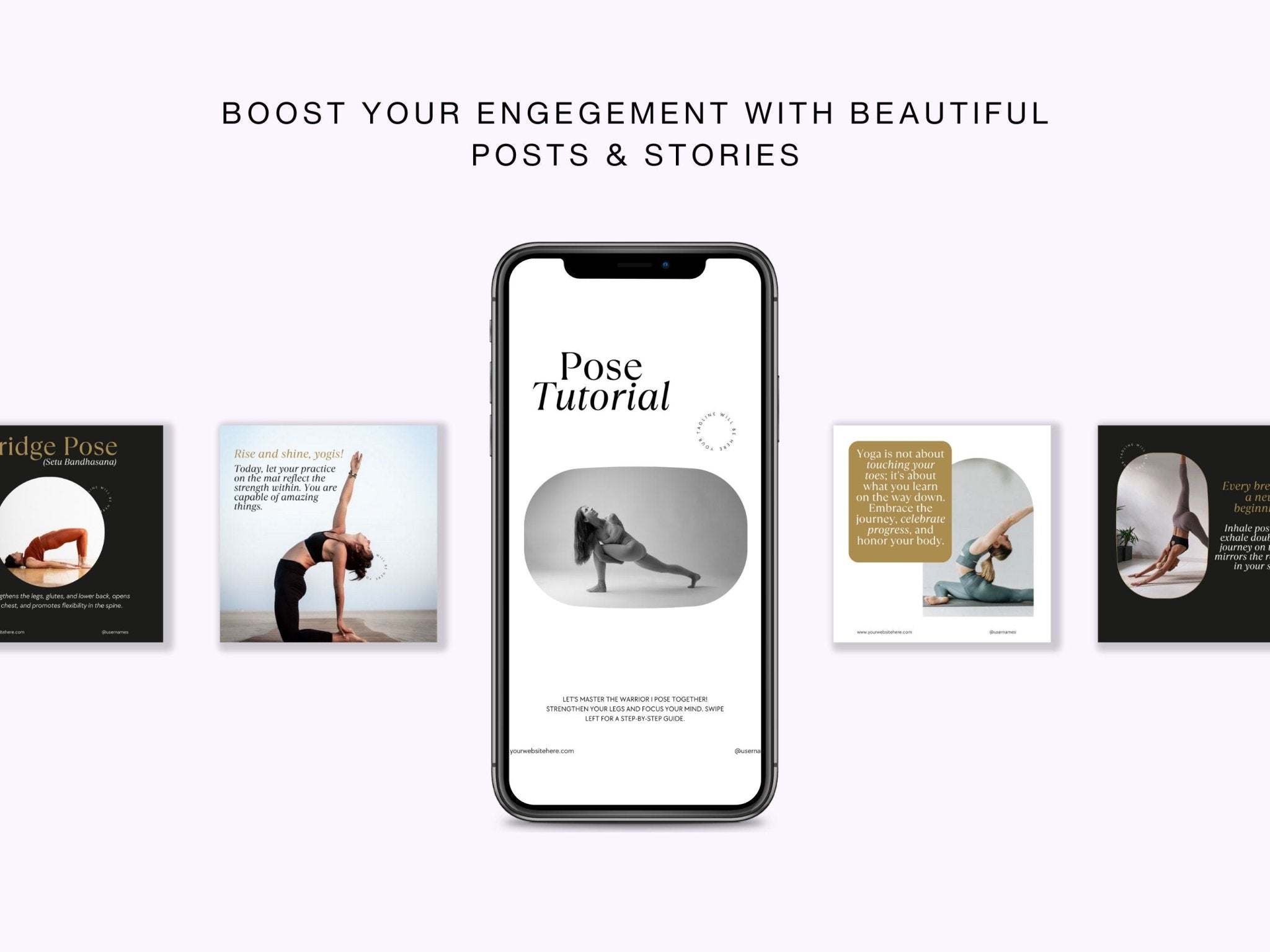 Social media, Instagram post and story templates for health & wellness brands, Pinterest and facebook templates