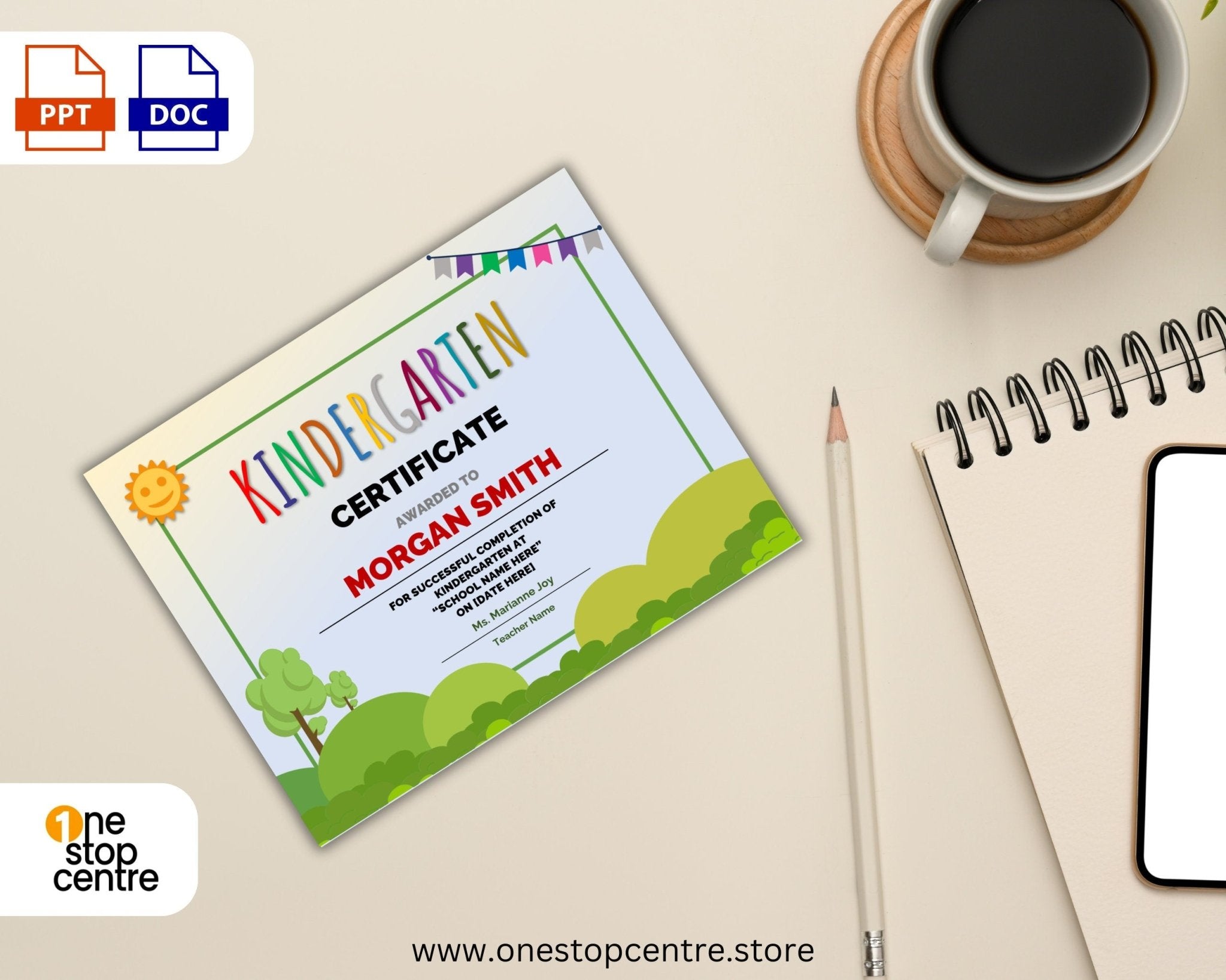 Printable kindergarten graduation certificate template