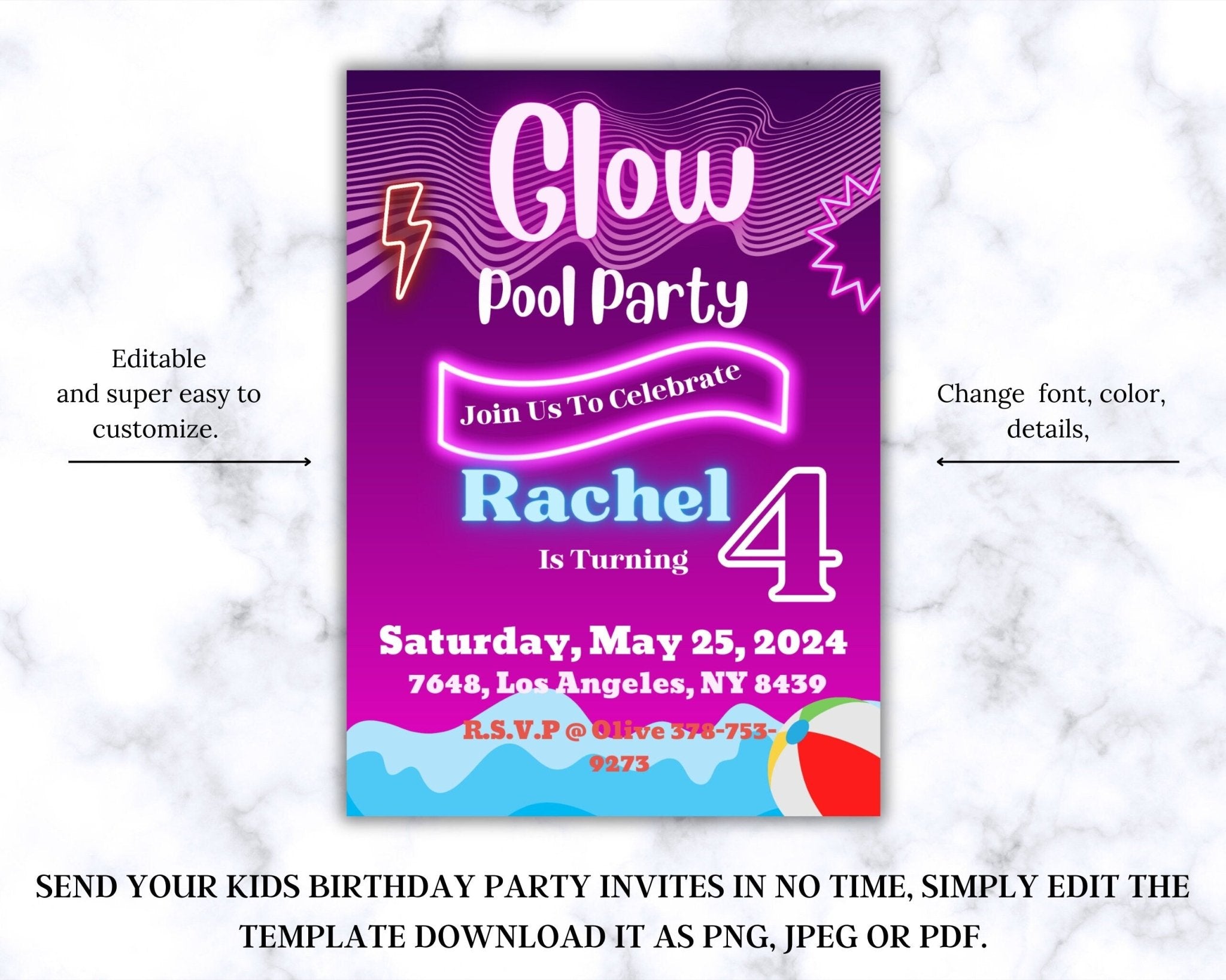 DIY glow-themed party invite for boys or girls