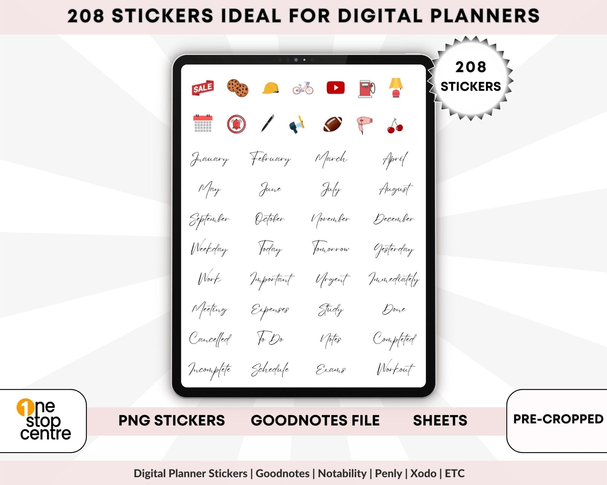 Digital planner stickers compatible with GoodNotes