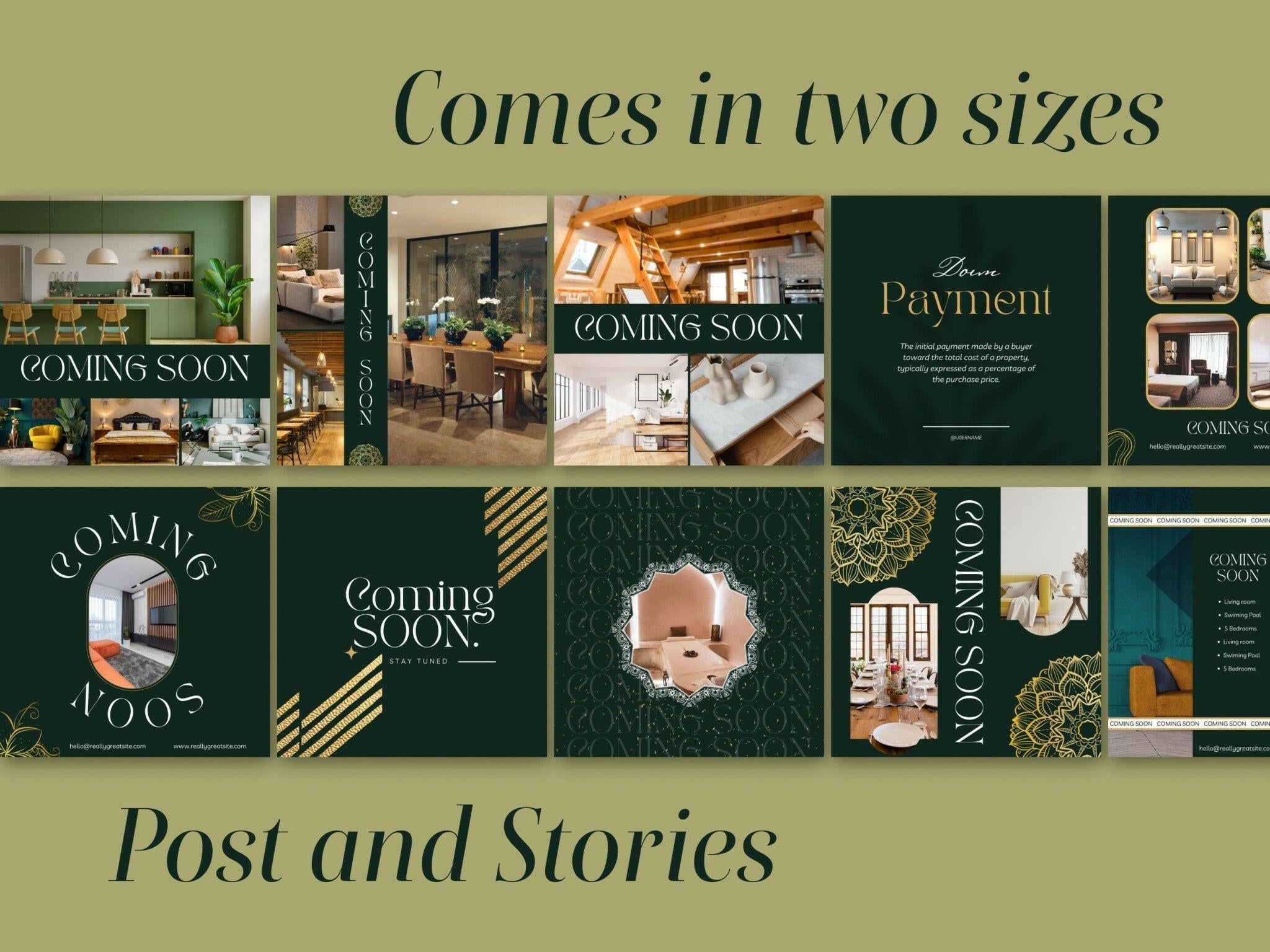 “Editable real estate post templates in brown and beige tones”