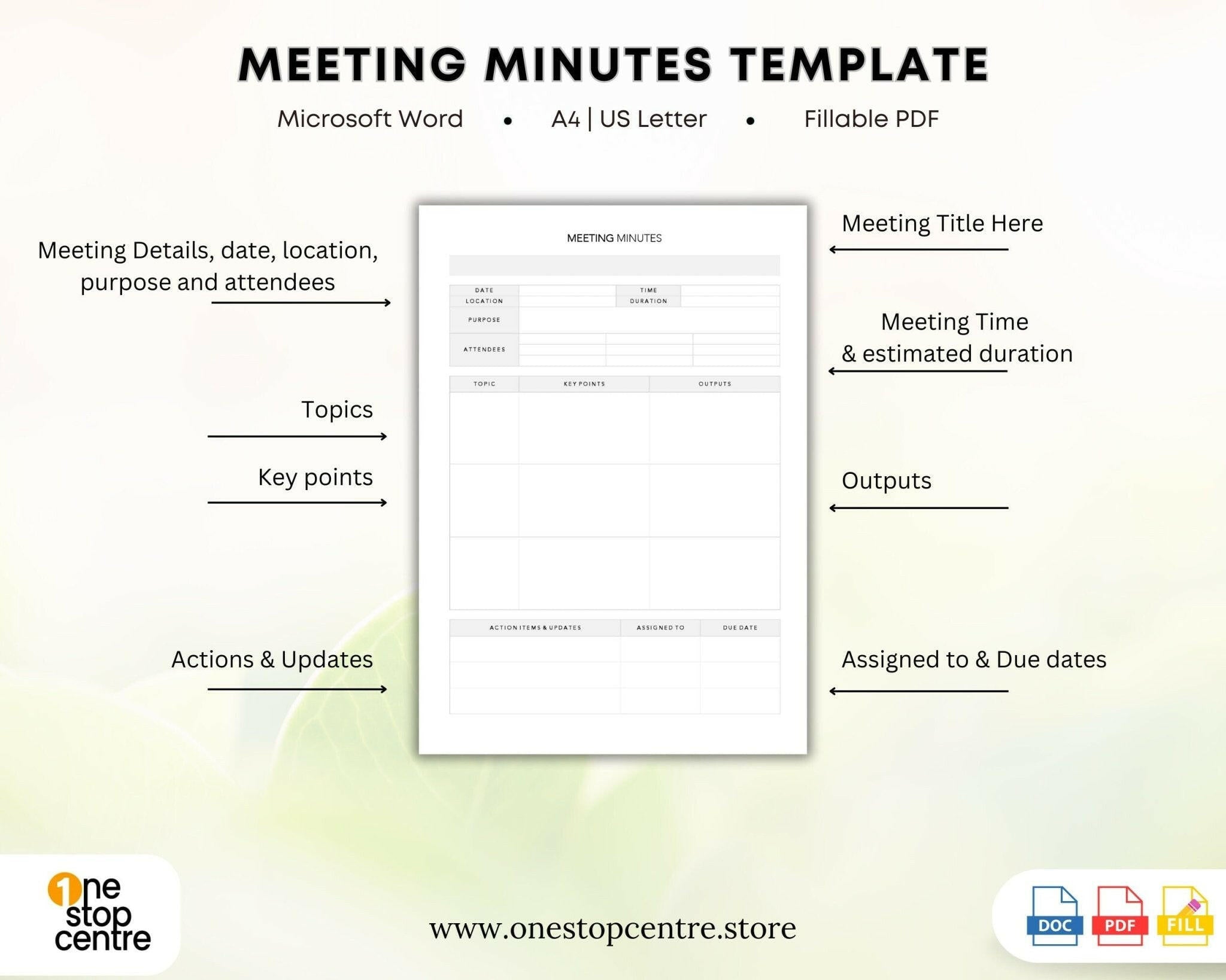 Corporate meeting documentation template – PDF & Word