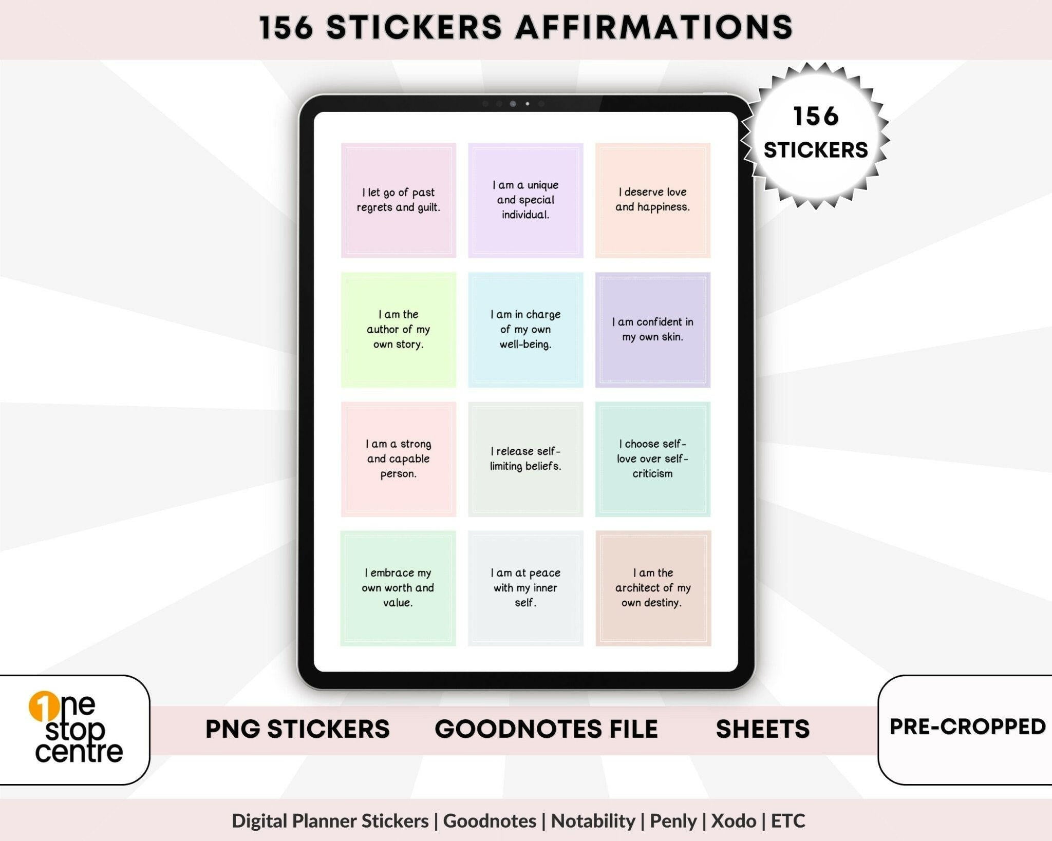 Digital self-care stickers for iPad planner