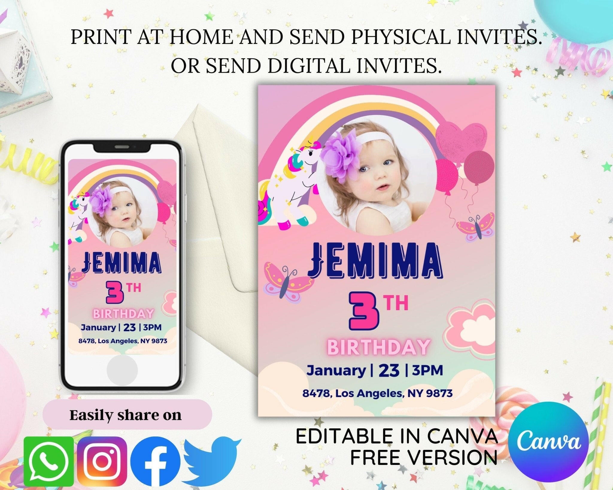 Printable birthday card in 5x7 inch format