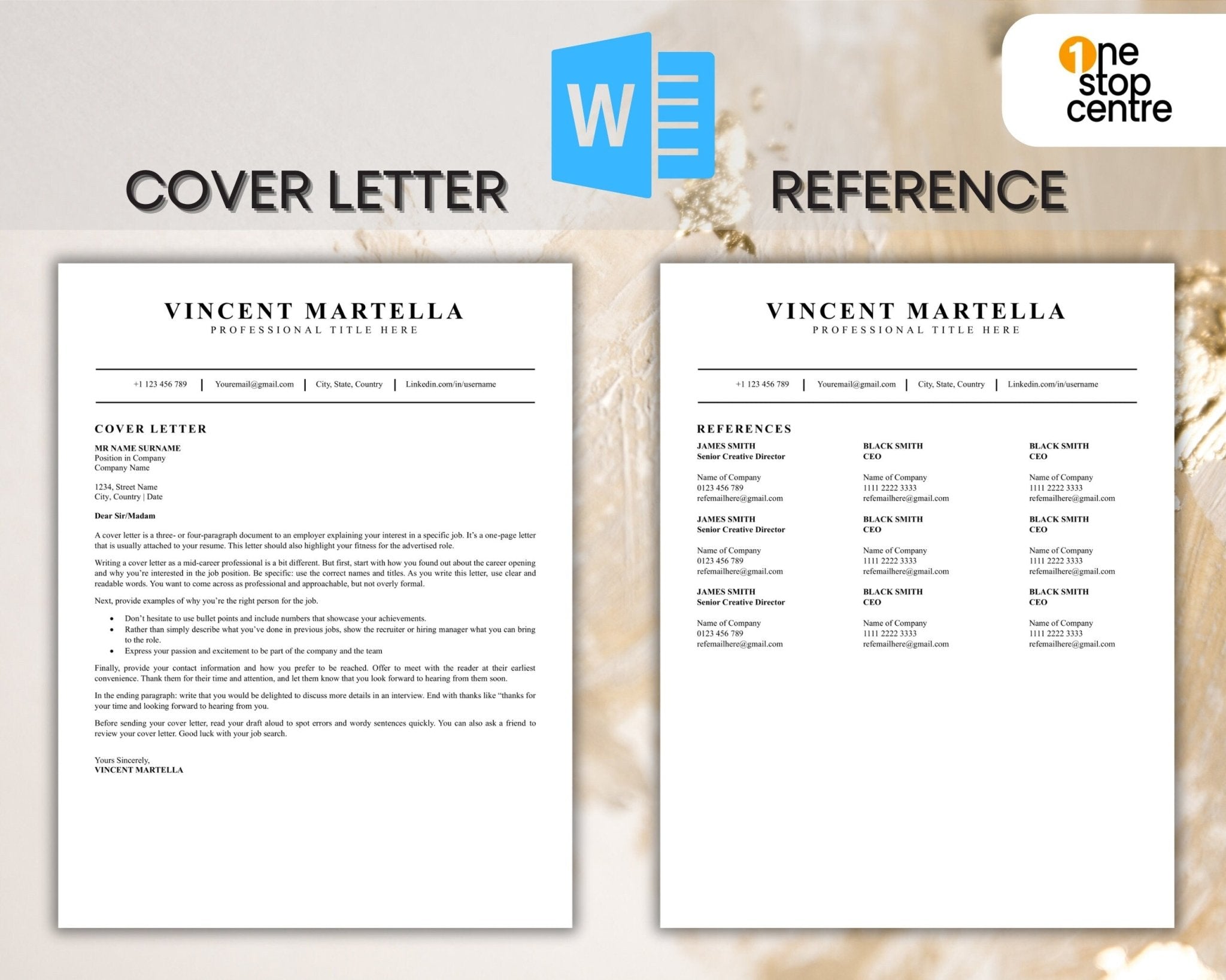 Cover letter and reference pages