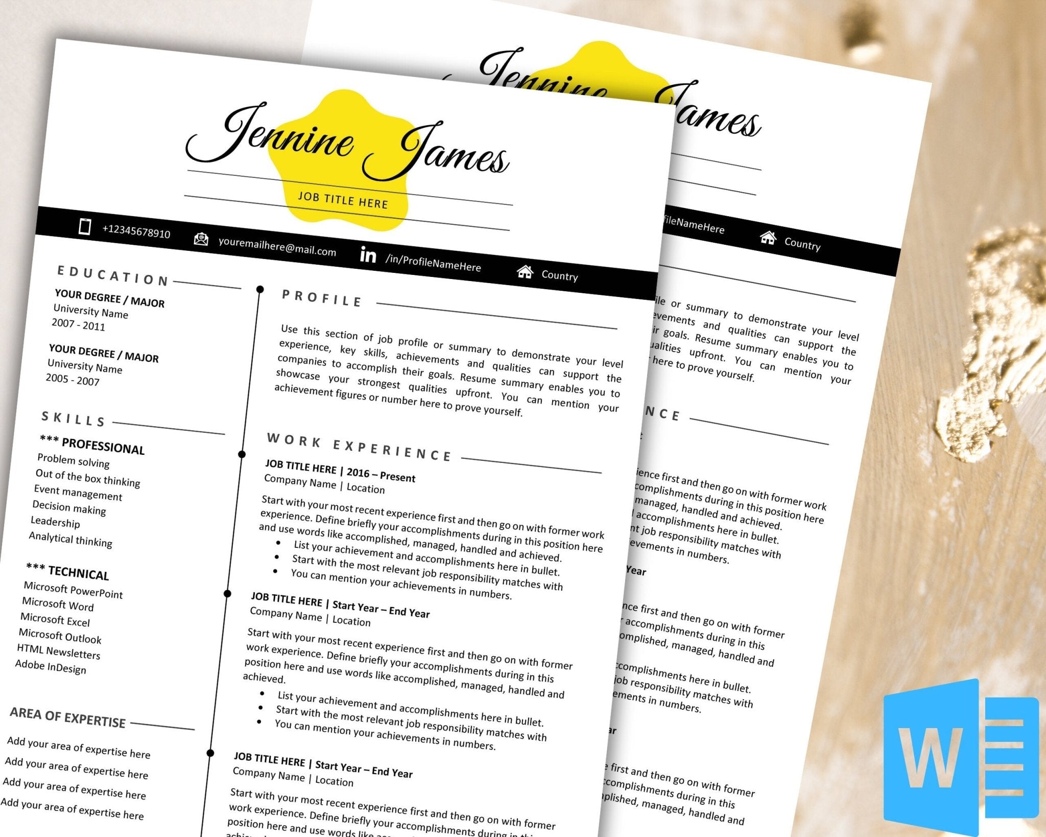 Professional Resume Design – US Letter Format