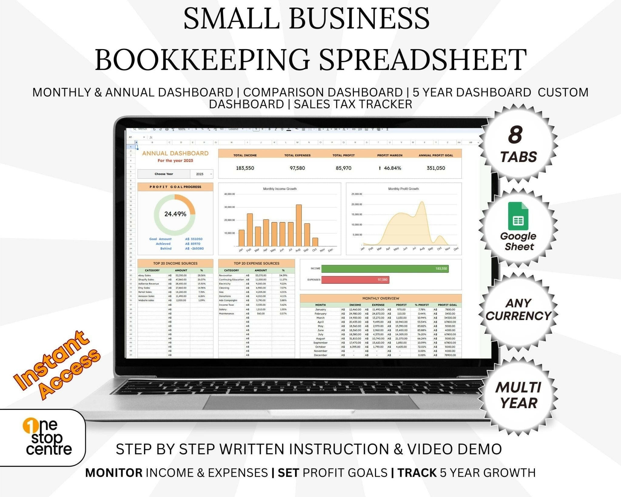 Small business bookkeeping spreadsheet Google Sheets